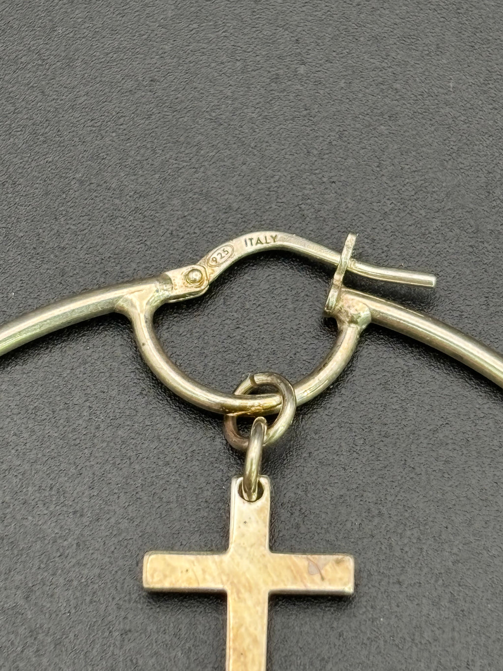 925 Silver Hoop Earrings with Cross