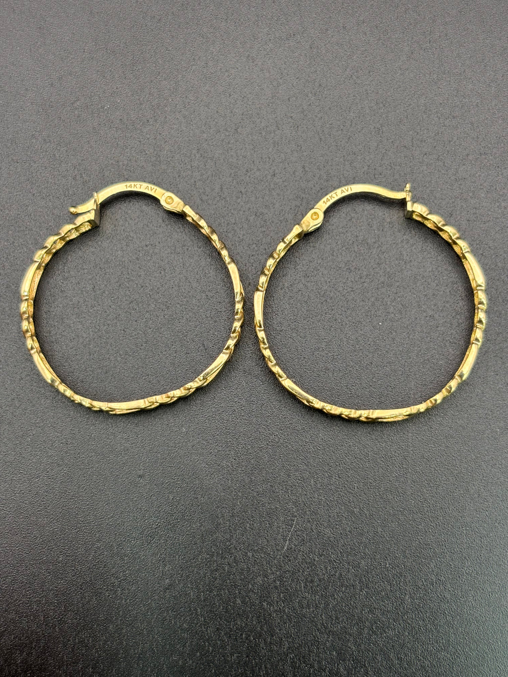 14k Solid Gold Figaro Hoop Earrings