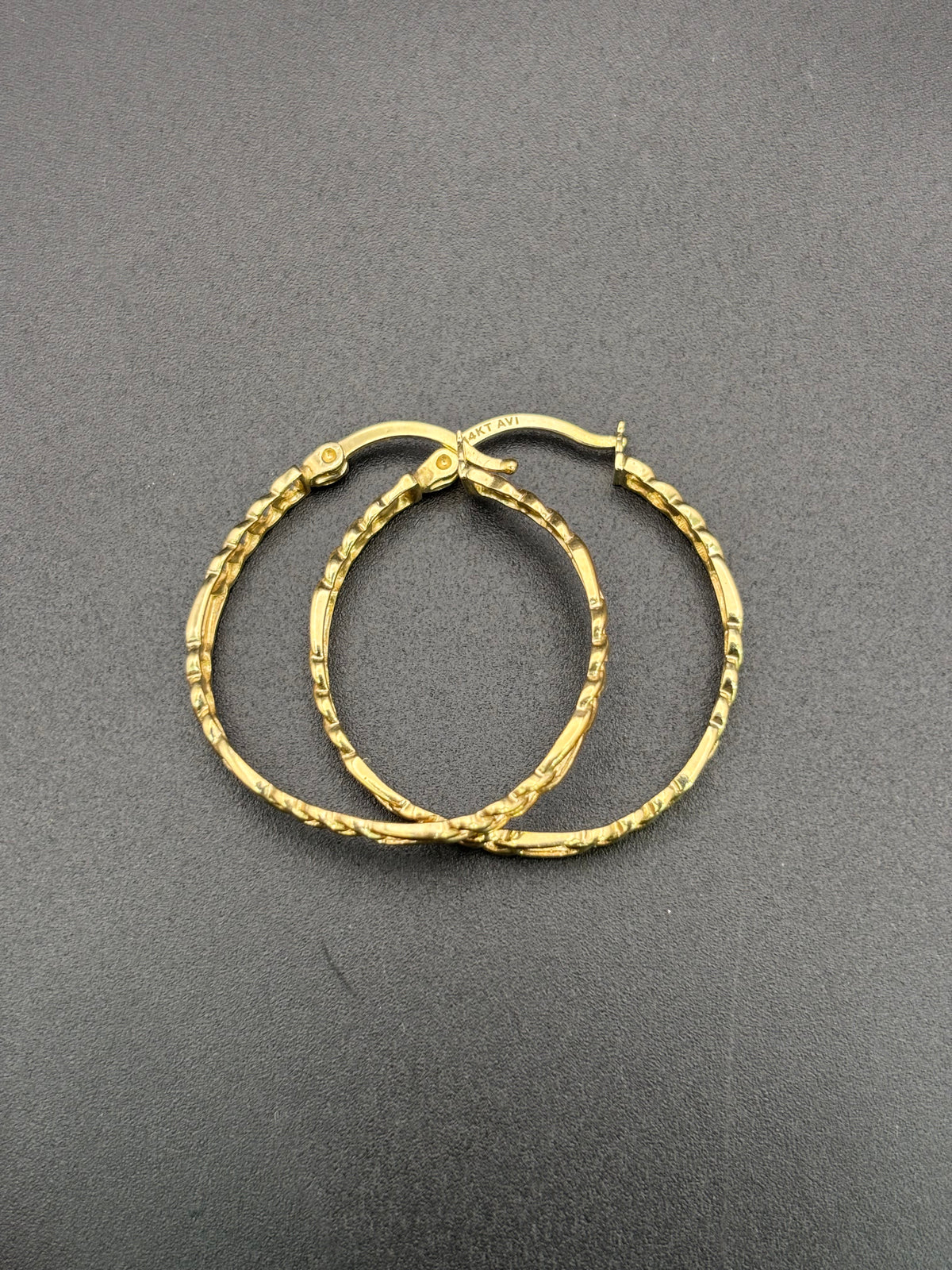 14k Solid Gold Figaro Hoop Earrings