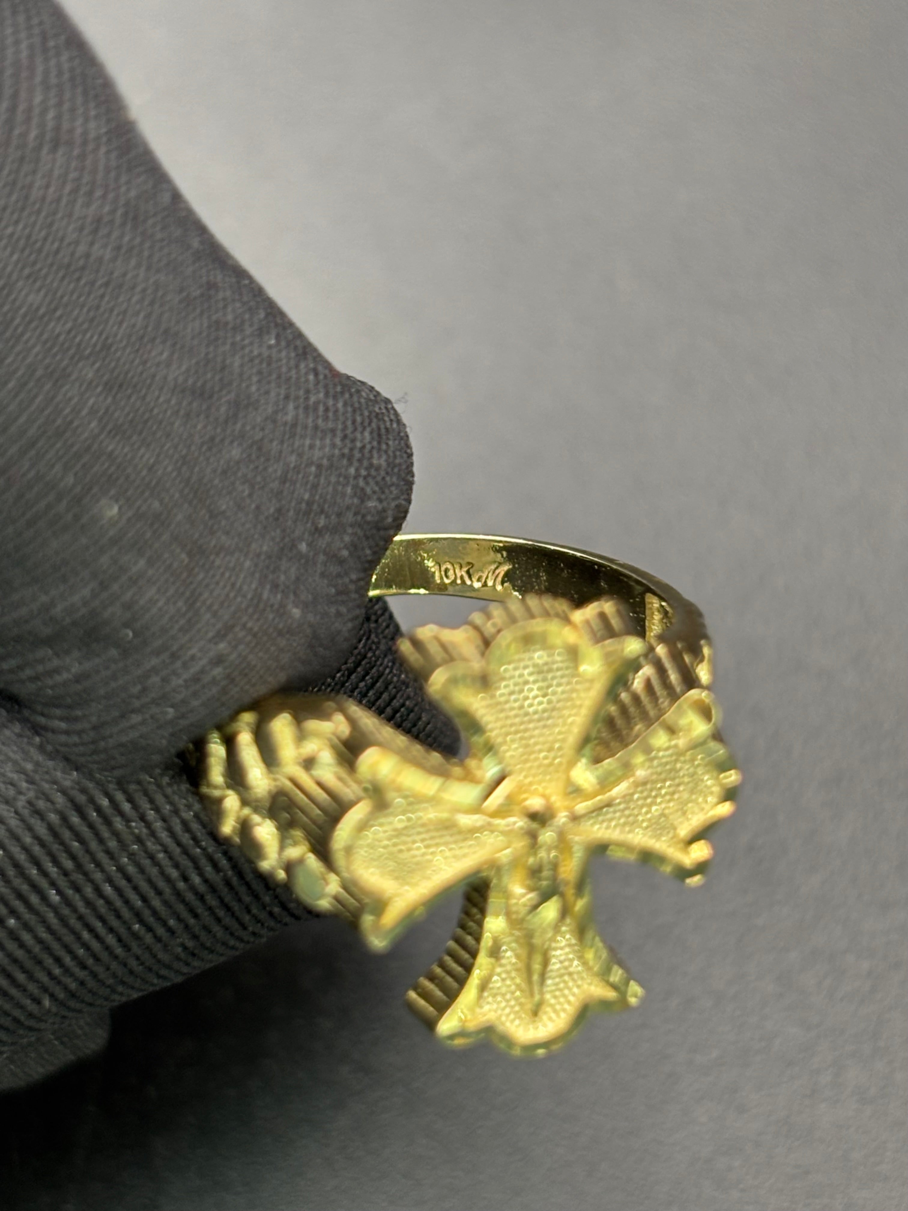 10k Solid Gold Ring Christ Cross Nugget