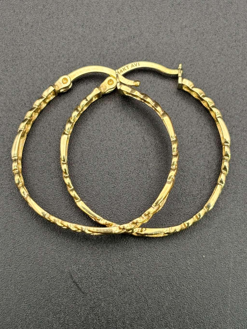 14k Solid Gold Figaro Hoop Earrings