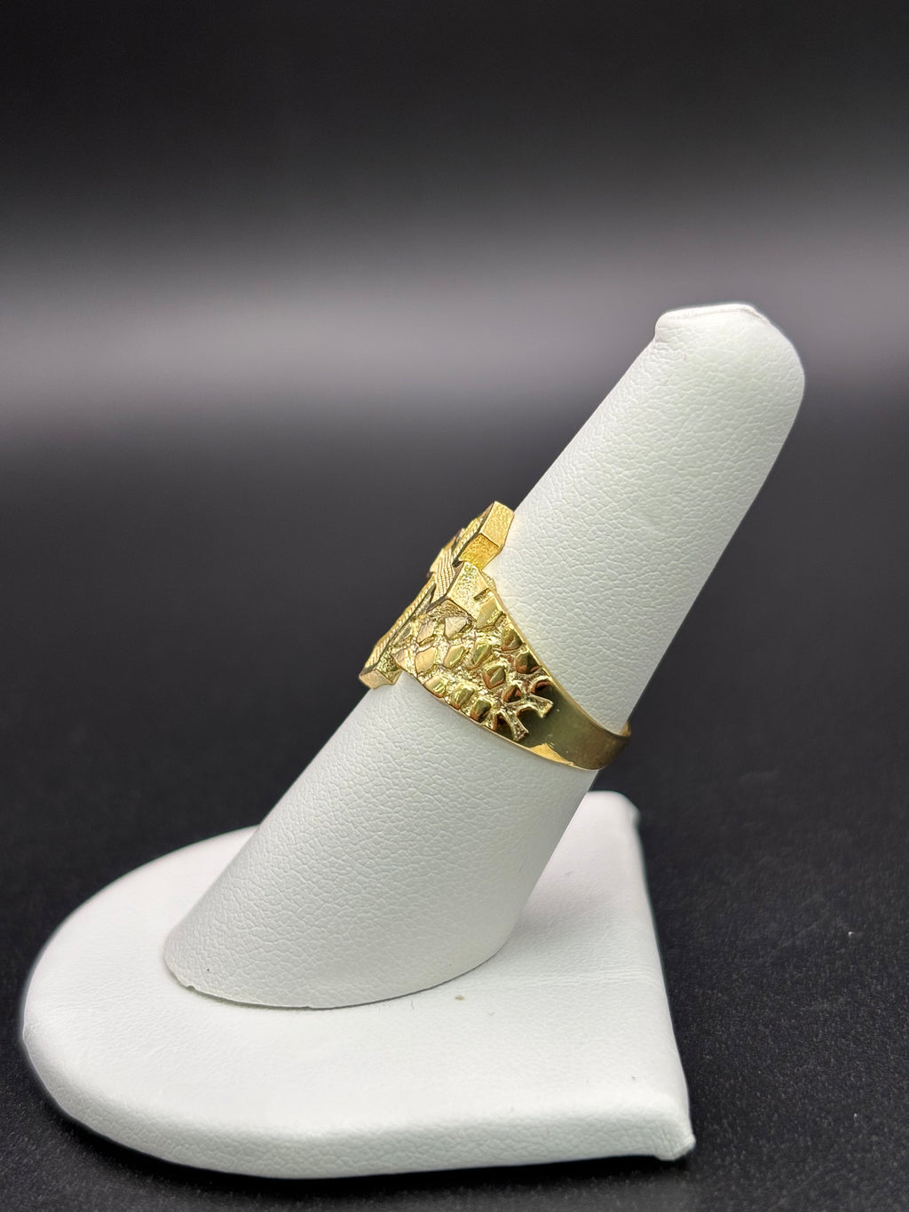 10k Solid Gold Nugget Ring Cross