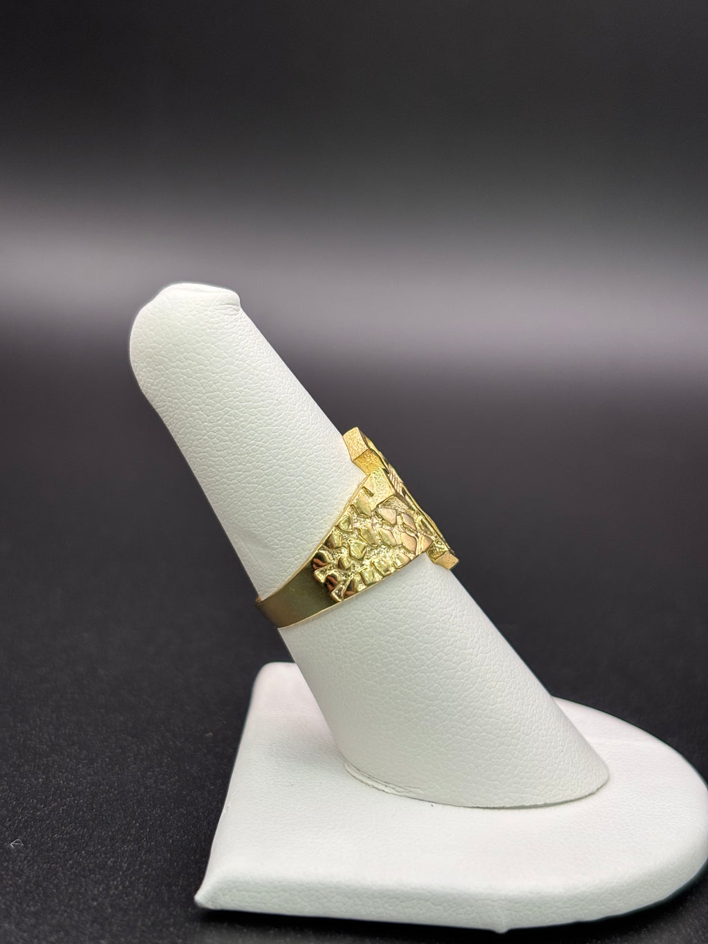 10k Solid Gold Nugget Ring Cross