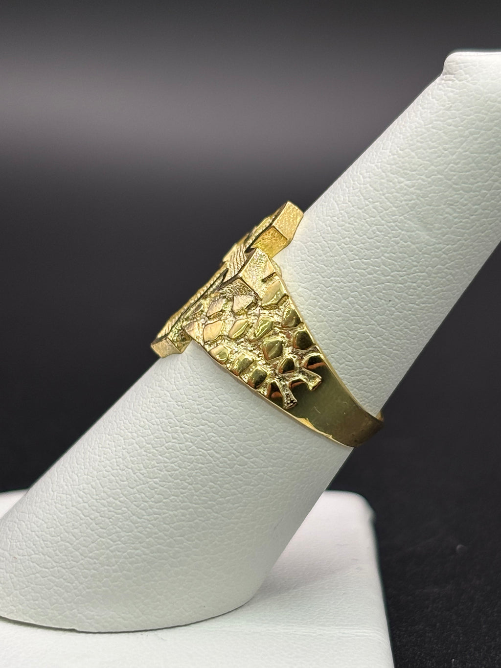 10k Solid Gold Nugget Ring Cross