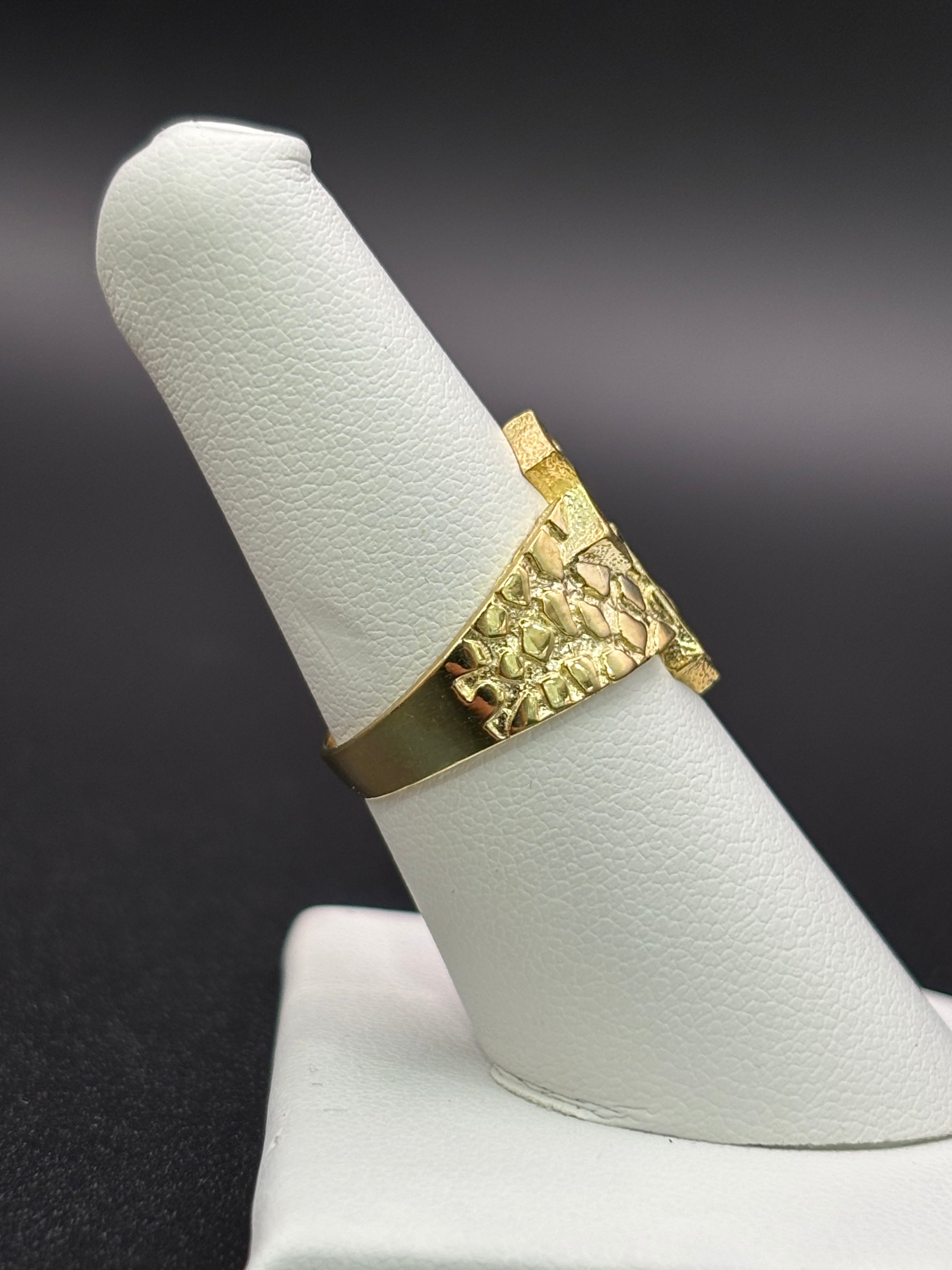 10k Solid Gold Nugget Ring Cross