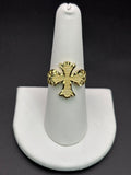 10k Solid Gold Nugget Ring Cross