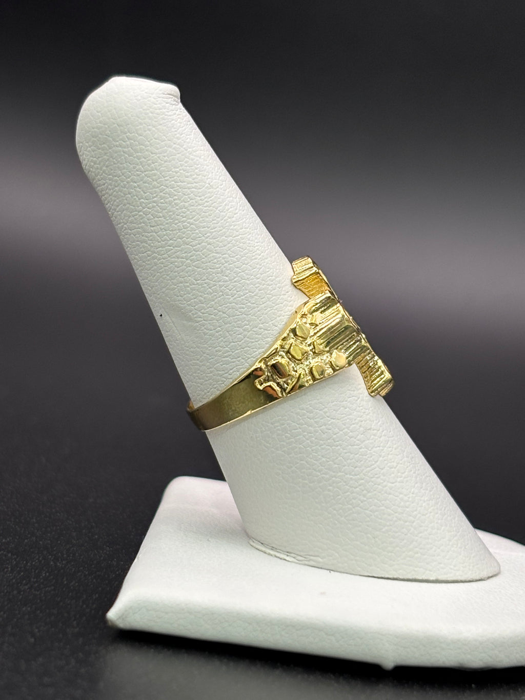 10k Solid Gold Nugget Ring Cross