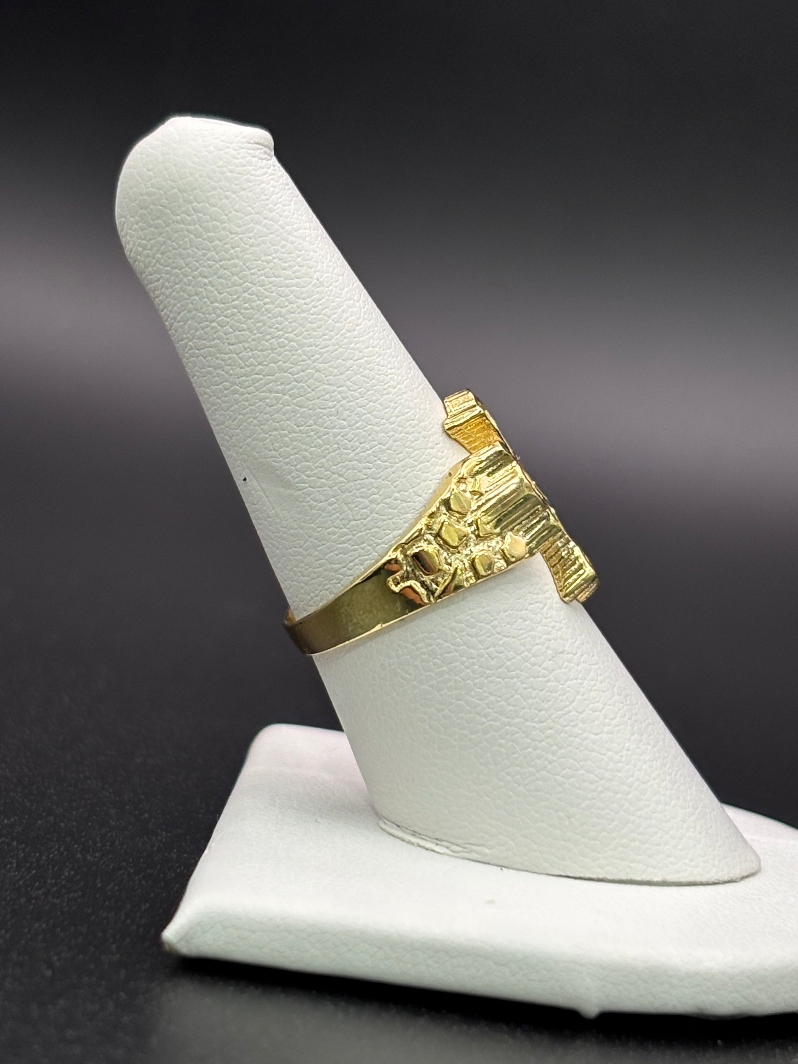 10k Solid Gold Nugget Ring Cross