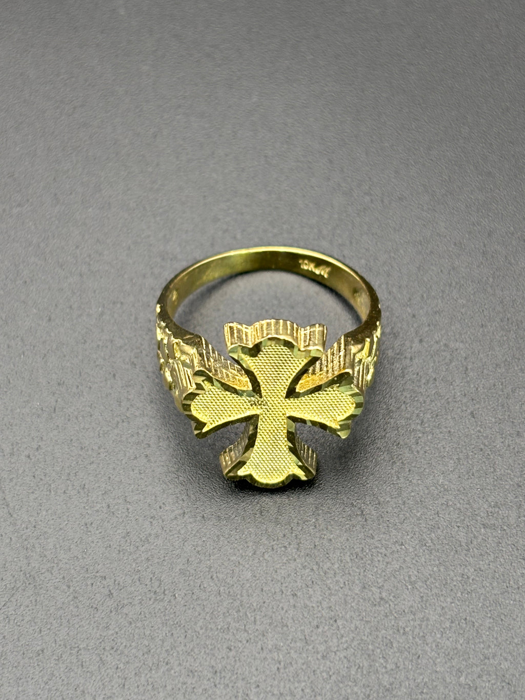 10k Solid Gold Nugget Ring Cross