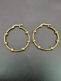 14k Solid Gold Hoop Earrings with Beads Gold Balls