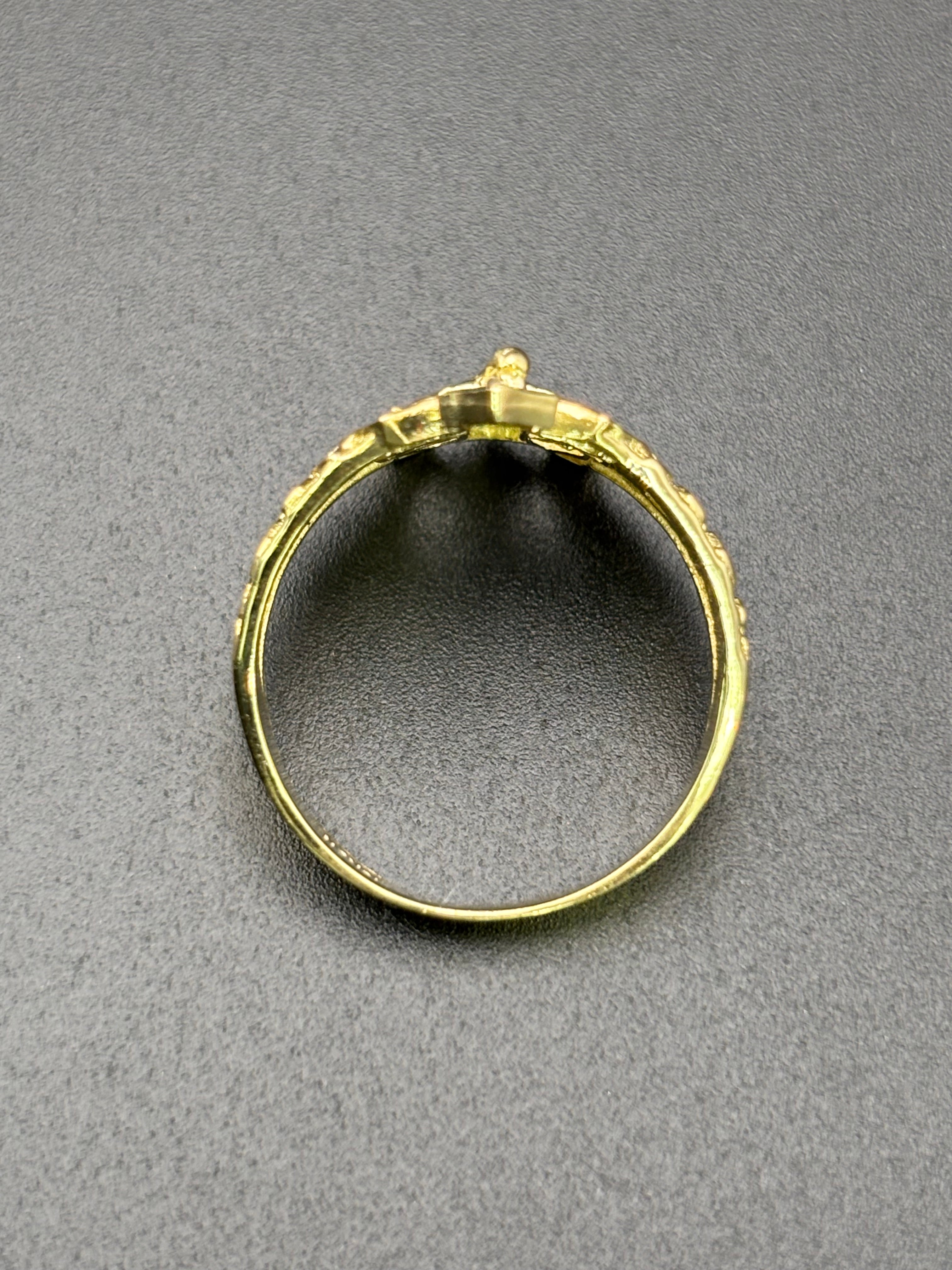10k Solid Gold Nugget Ring Three Cross Jesus Christ