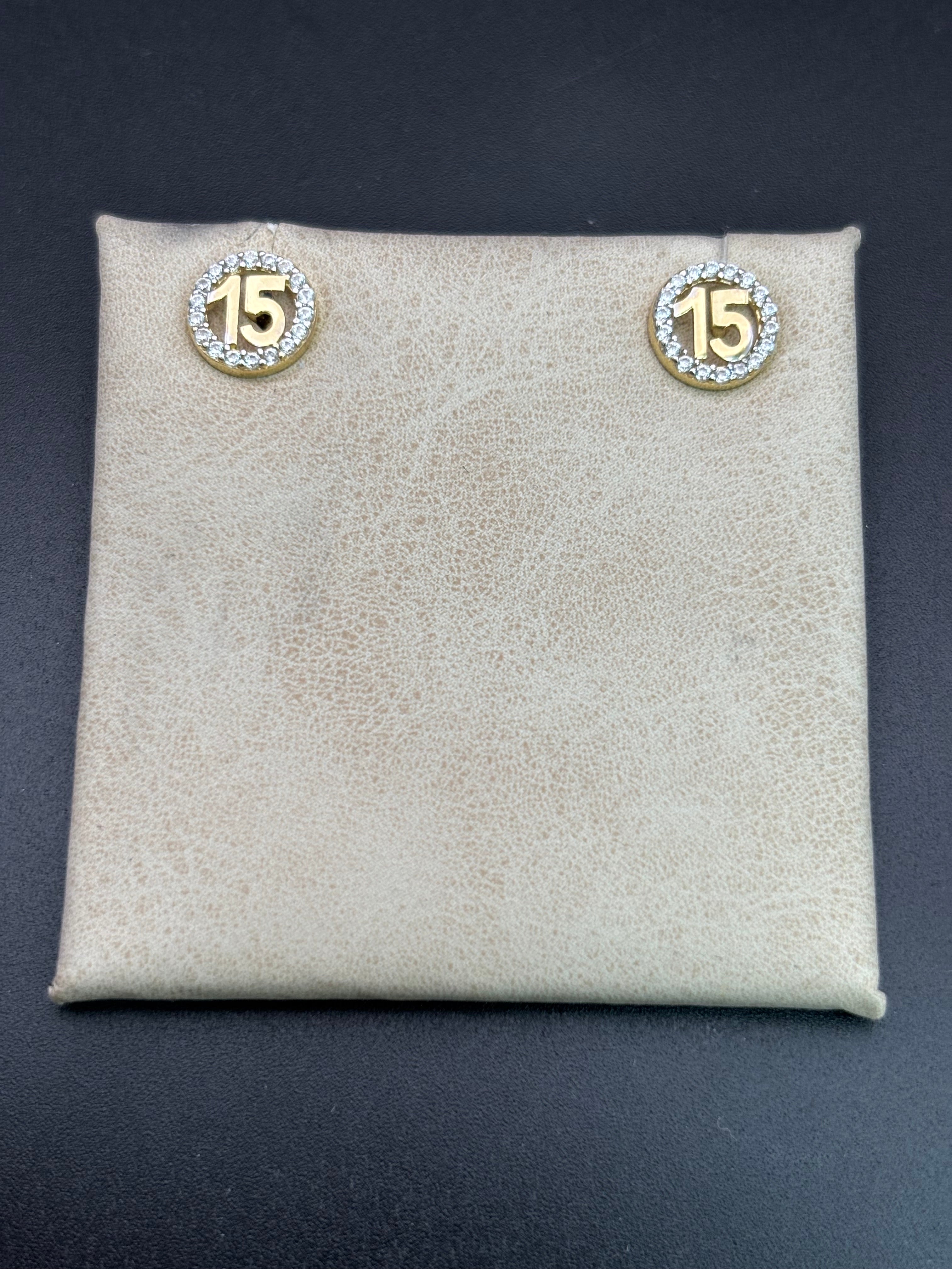 14k Solid Gold Earrings Quinceanera 15 Años