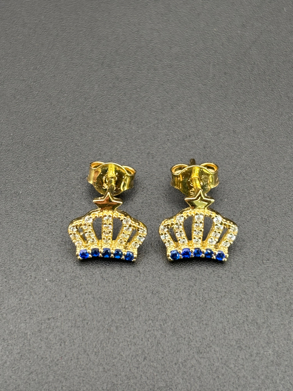 14k Solid Gold Earrings Quinceanera 15 Años Crown