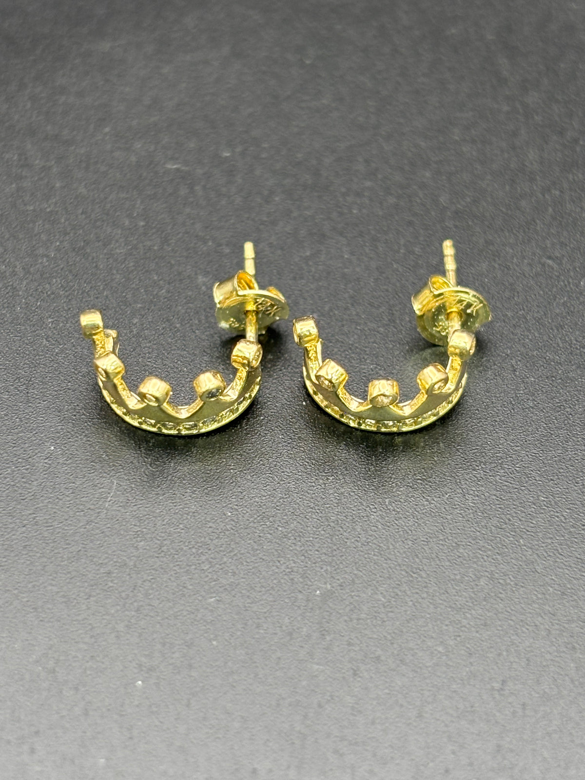 14k Solid Gold Earrings Quinceanera 15 Años Crown