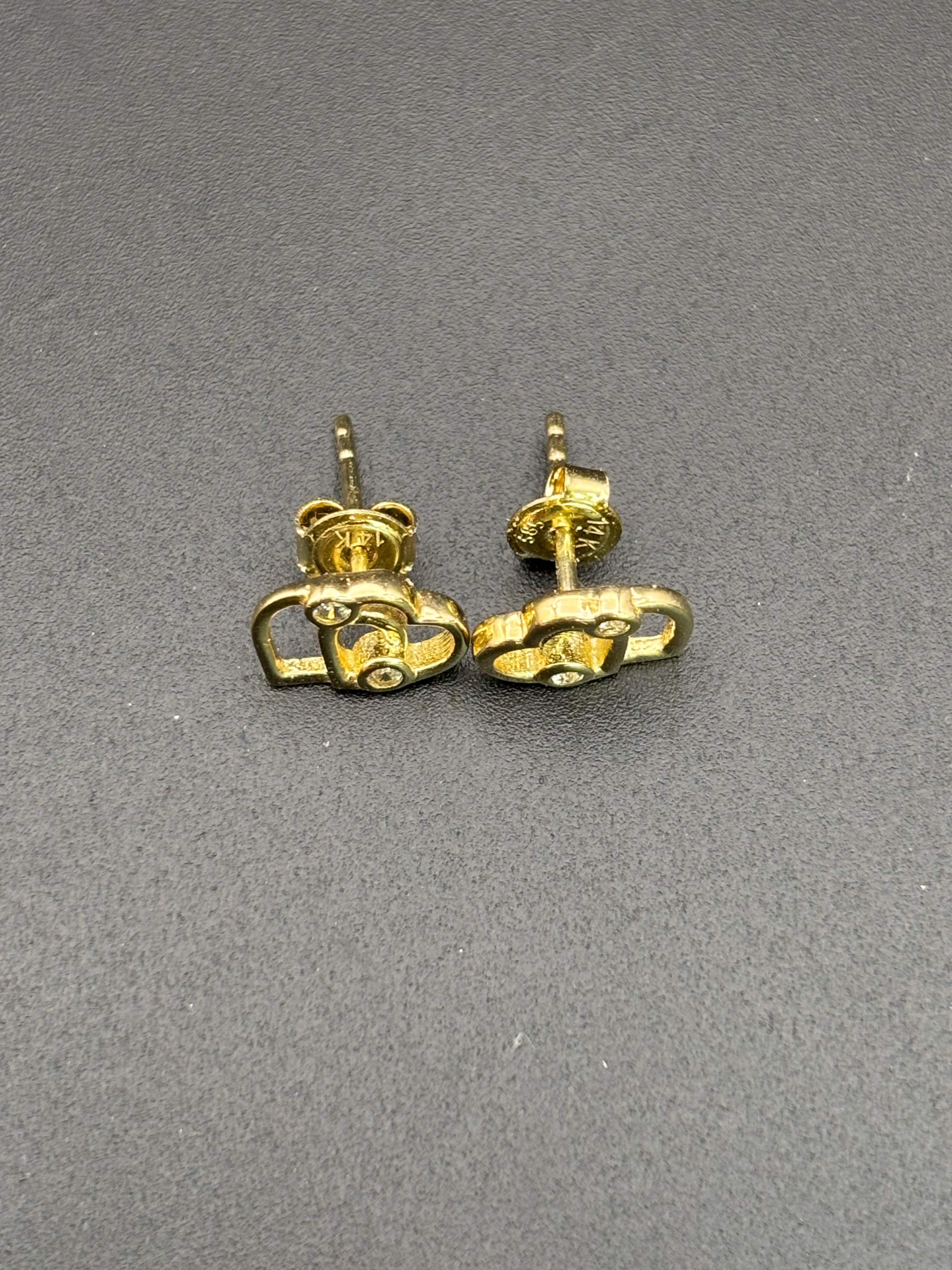 14k Solid Gold Earrings Quinceanera 15 Años Heart