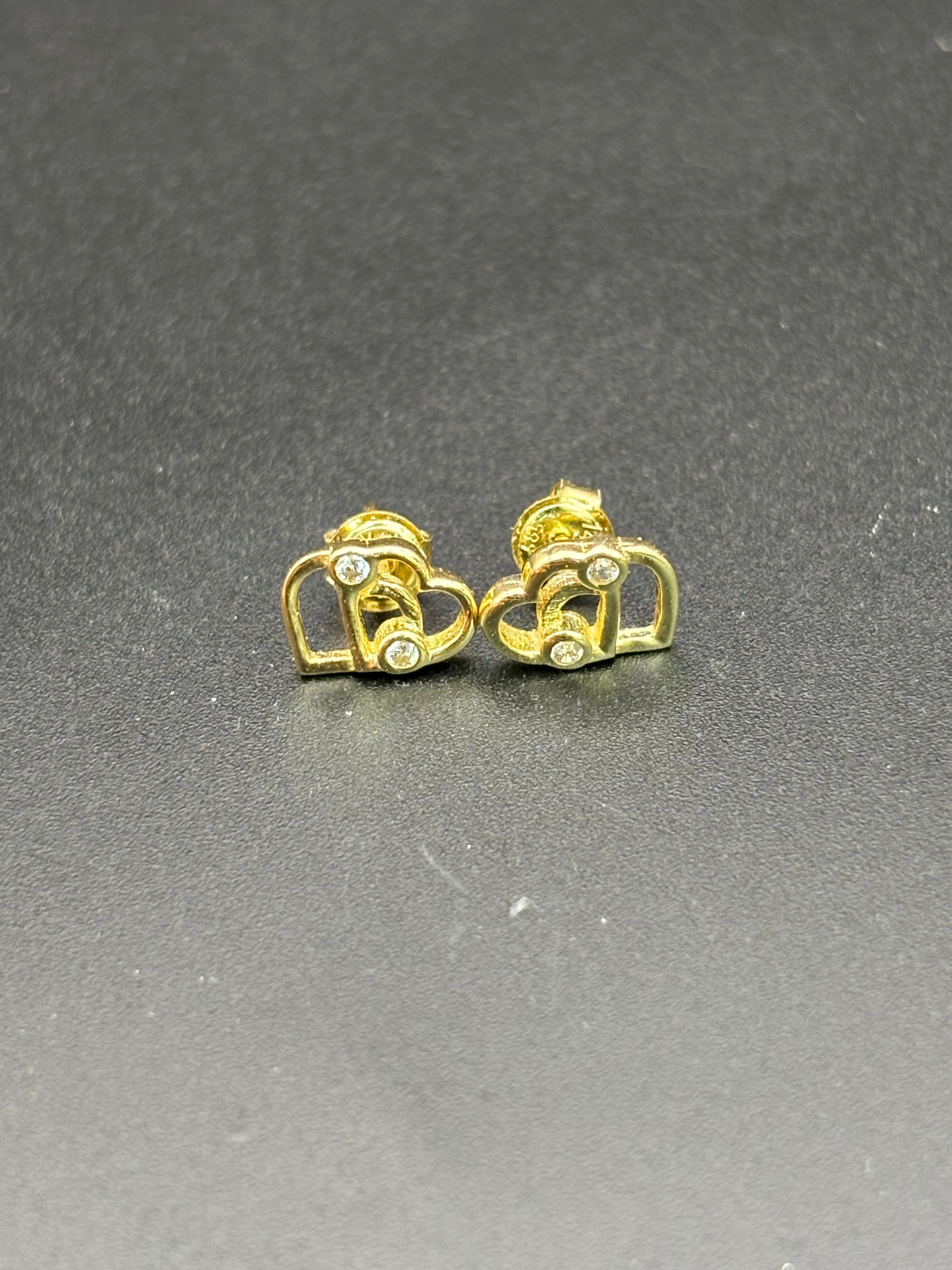 14k Solid Gold Earrings Quinceanera 15 Años Heart