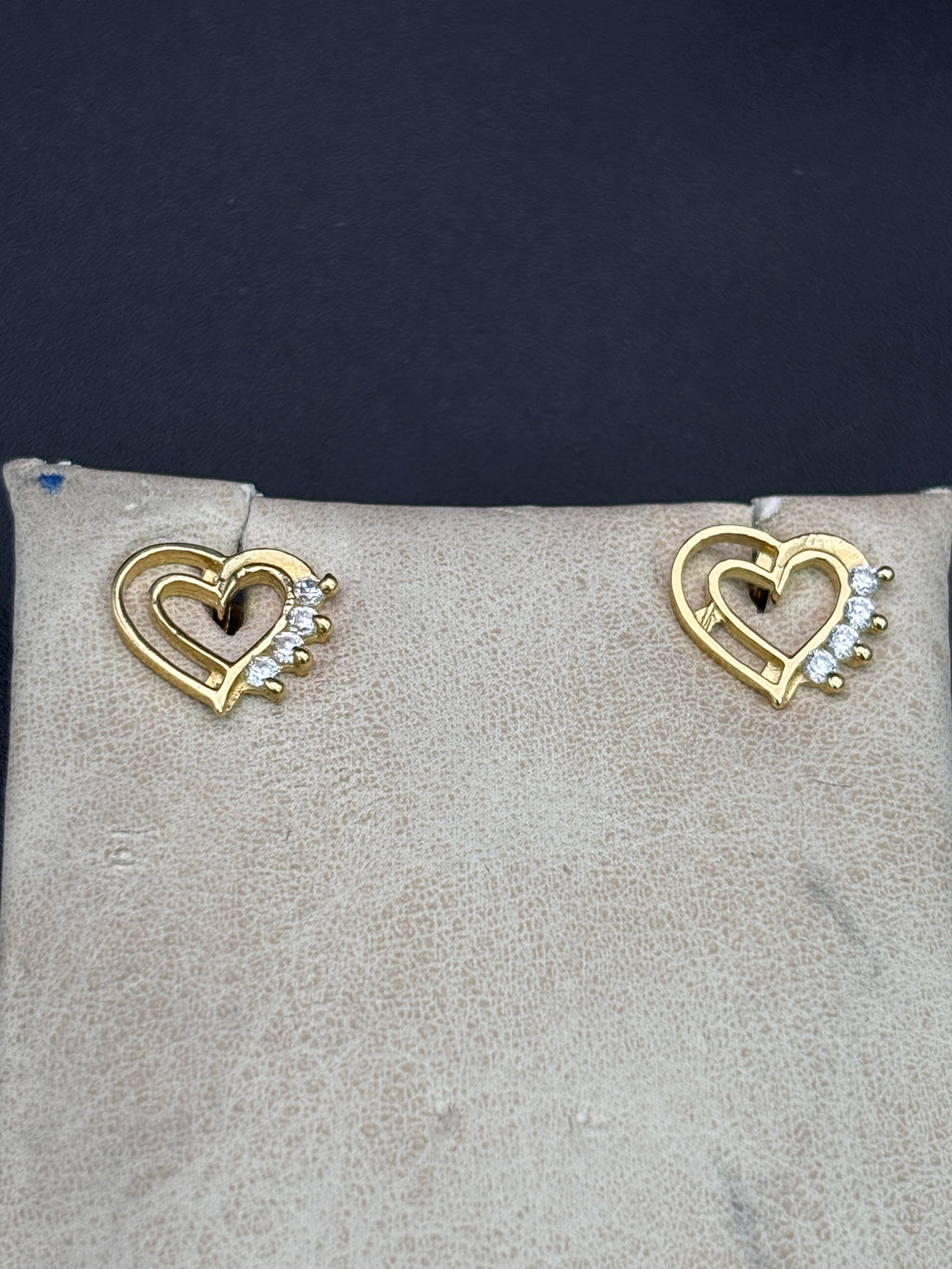 14k Solid Gold Earrings Quinceanera 15 Años Heart with Crown