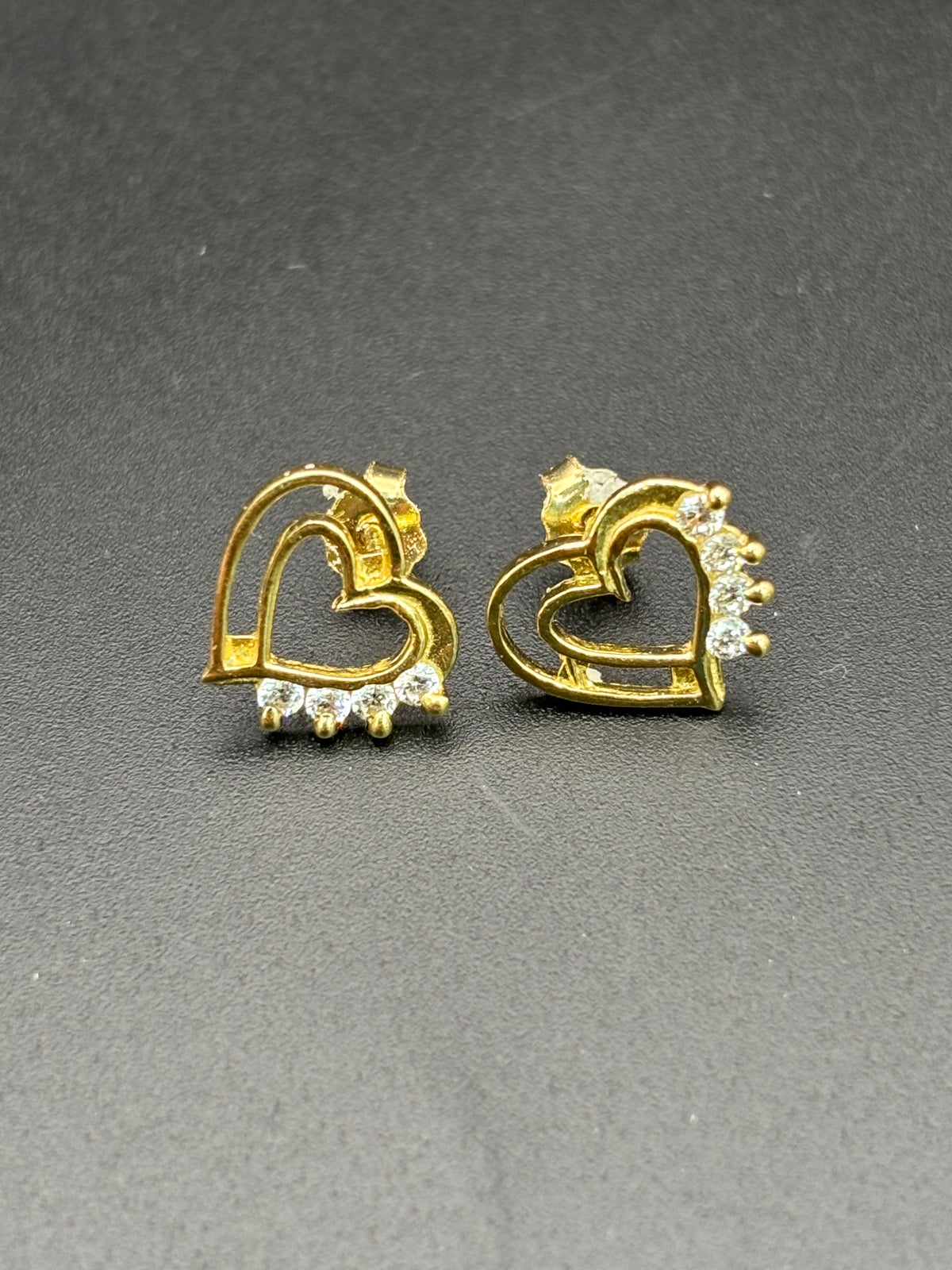 14k Solid Gold Earrings Quinceanera 15 Años Heart with Crown