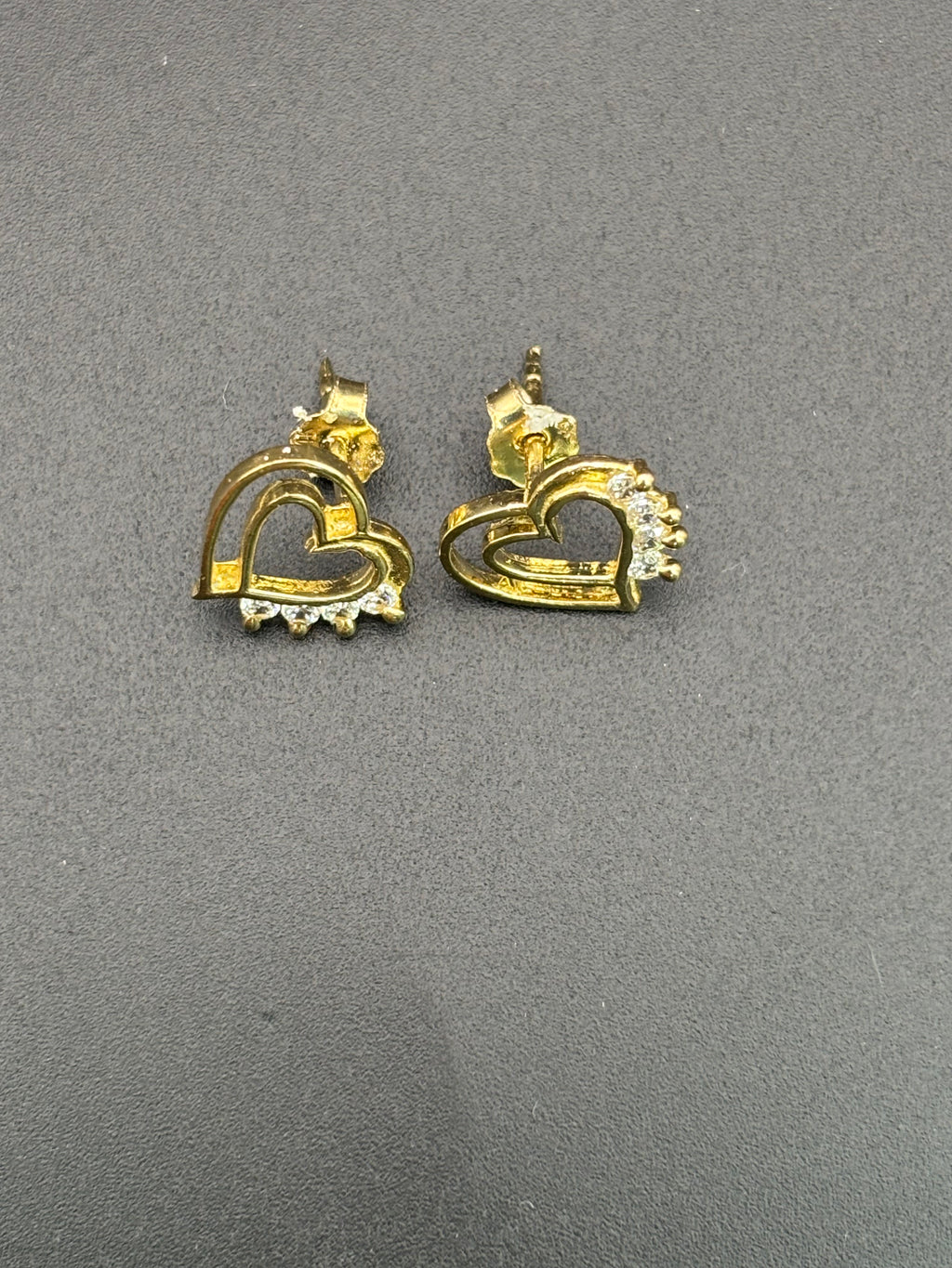 14k Solid Gold Earrings Quinceanera 15 Años Heart with Crown