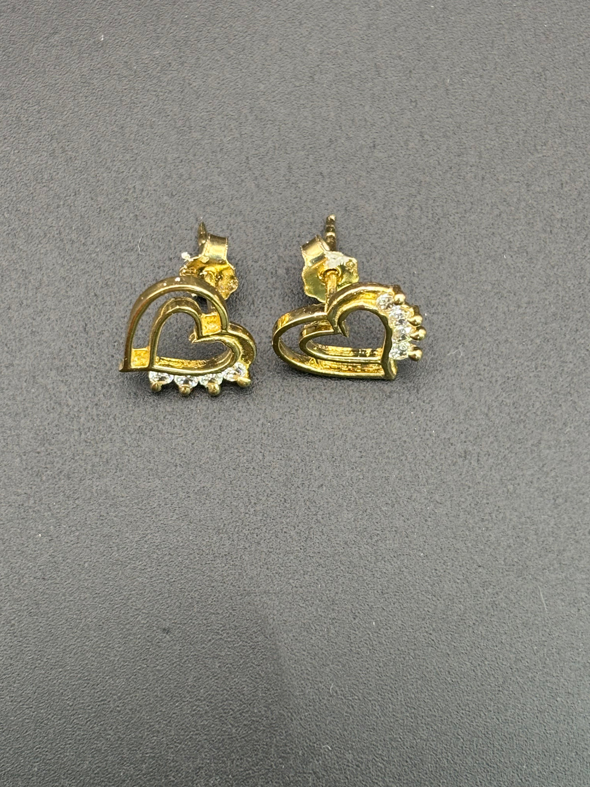 14k Solid Gold Earrings Quinceanera 15 Años Heart with Crown