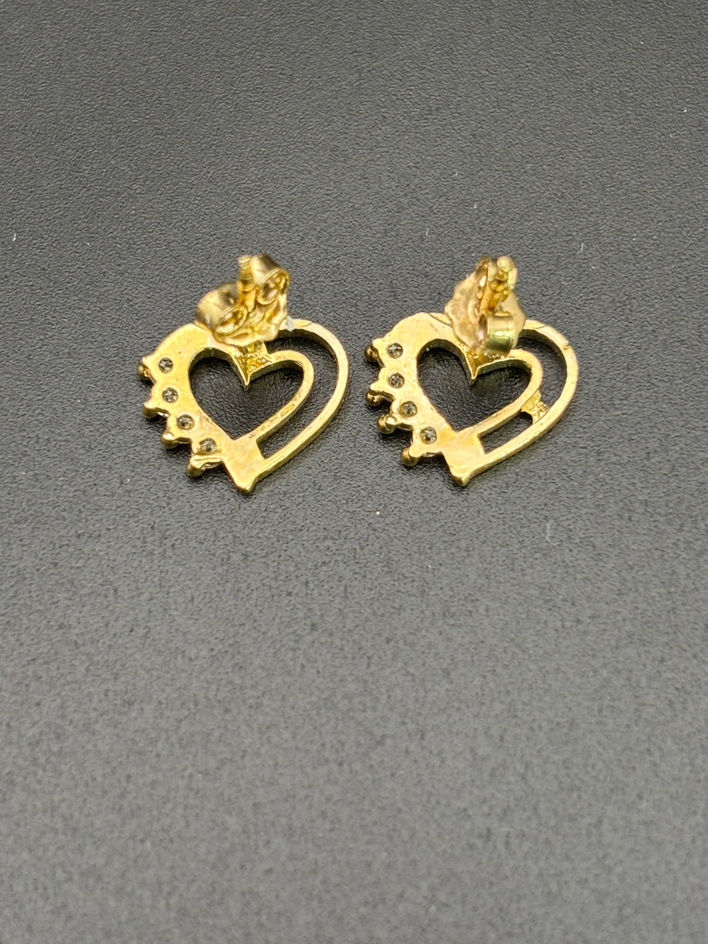 14k Solid Gold Earrings Quinceanera 15 Años Heart with Crown