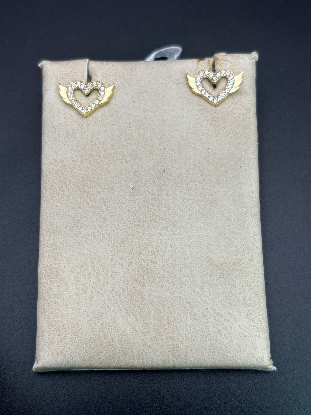 14k Solid Gold Earrings Quinceanera 15 Años Heart with Wings