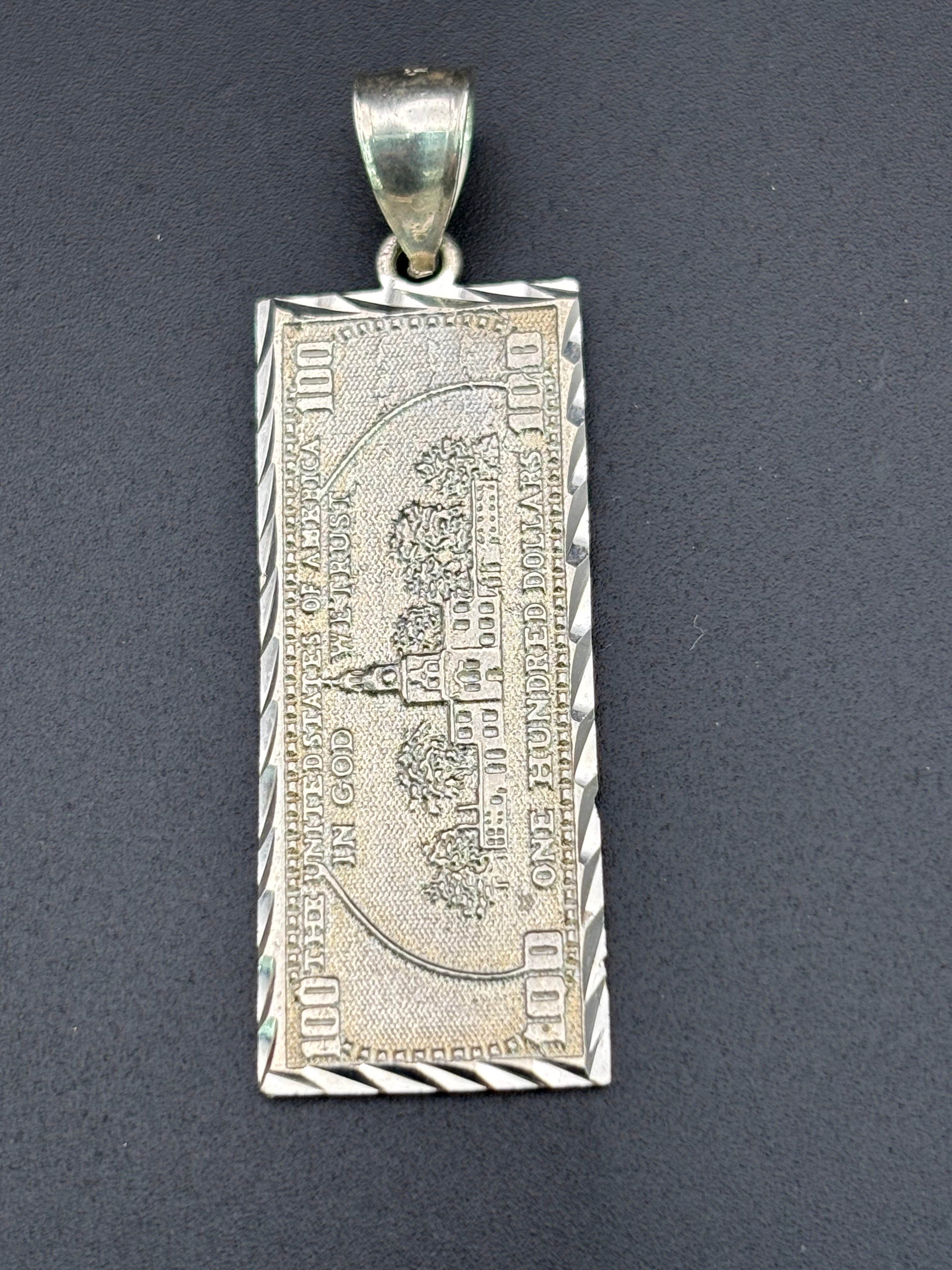 925 Silver 100 bill George Washington Pendant