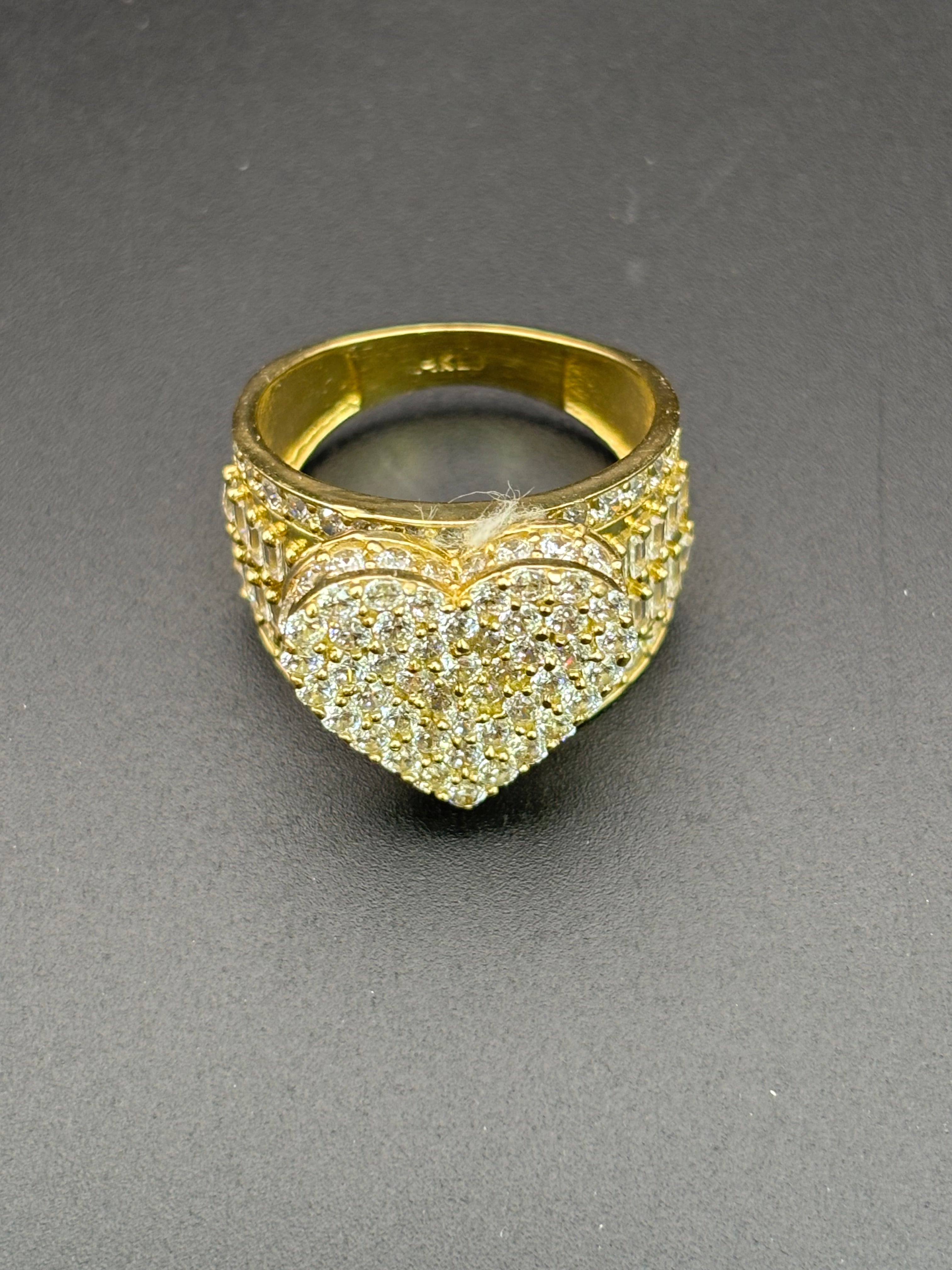 14k Solid Gold Ring Heart