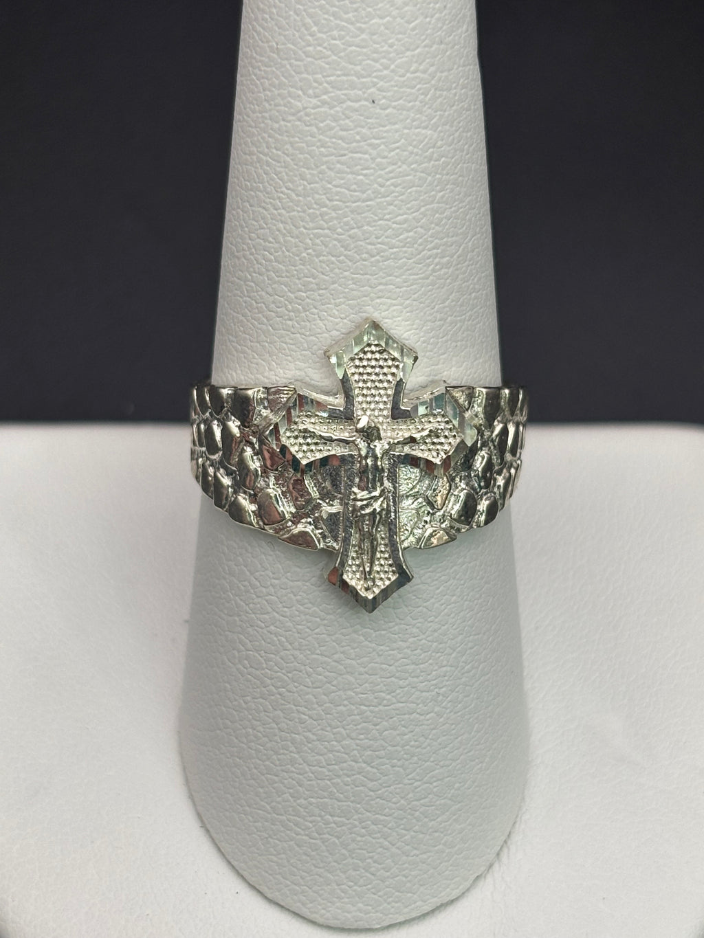 925 Silver Nugget Ring Cross