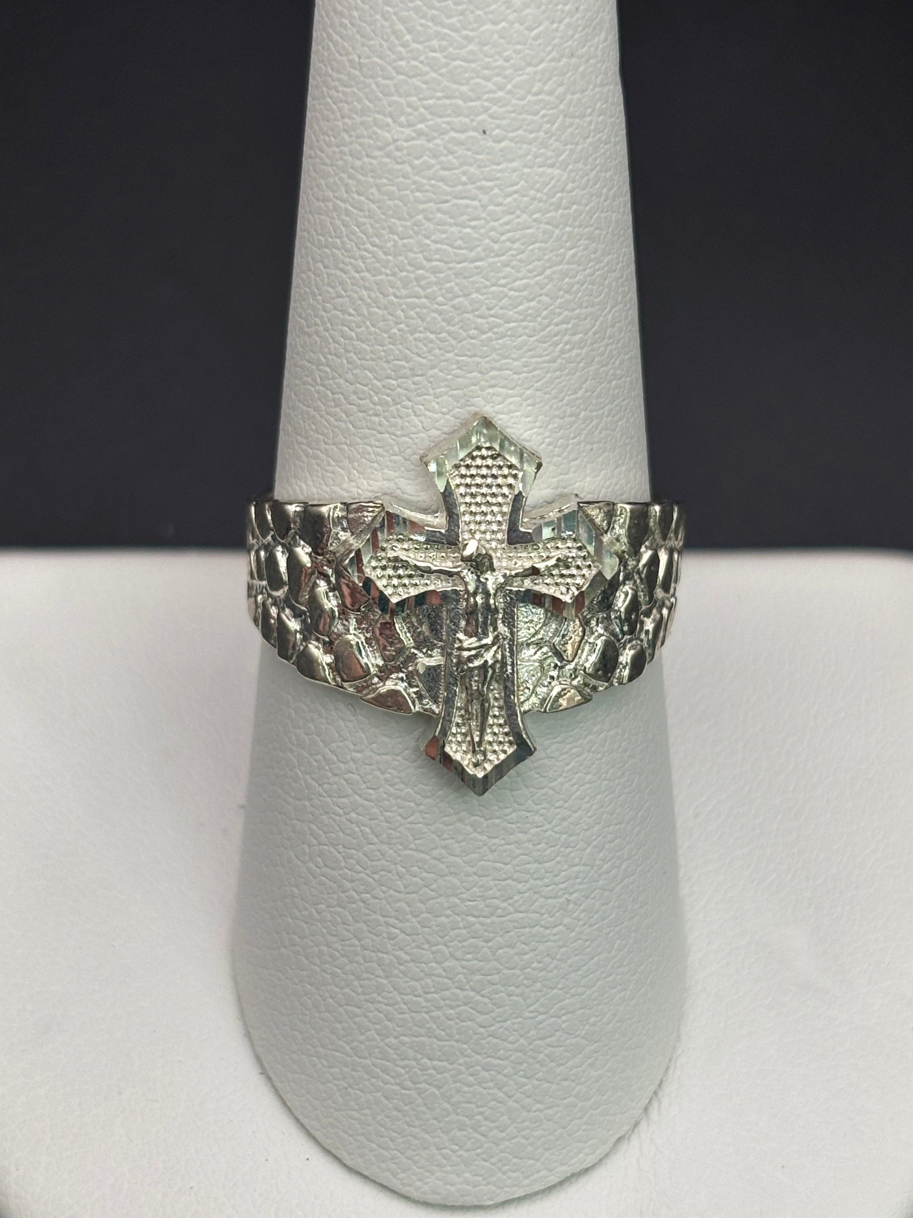 925 Silver Nugget Ring Cross