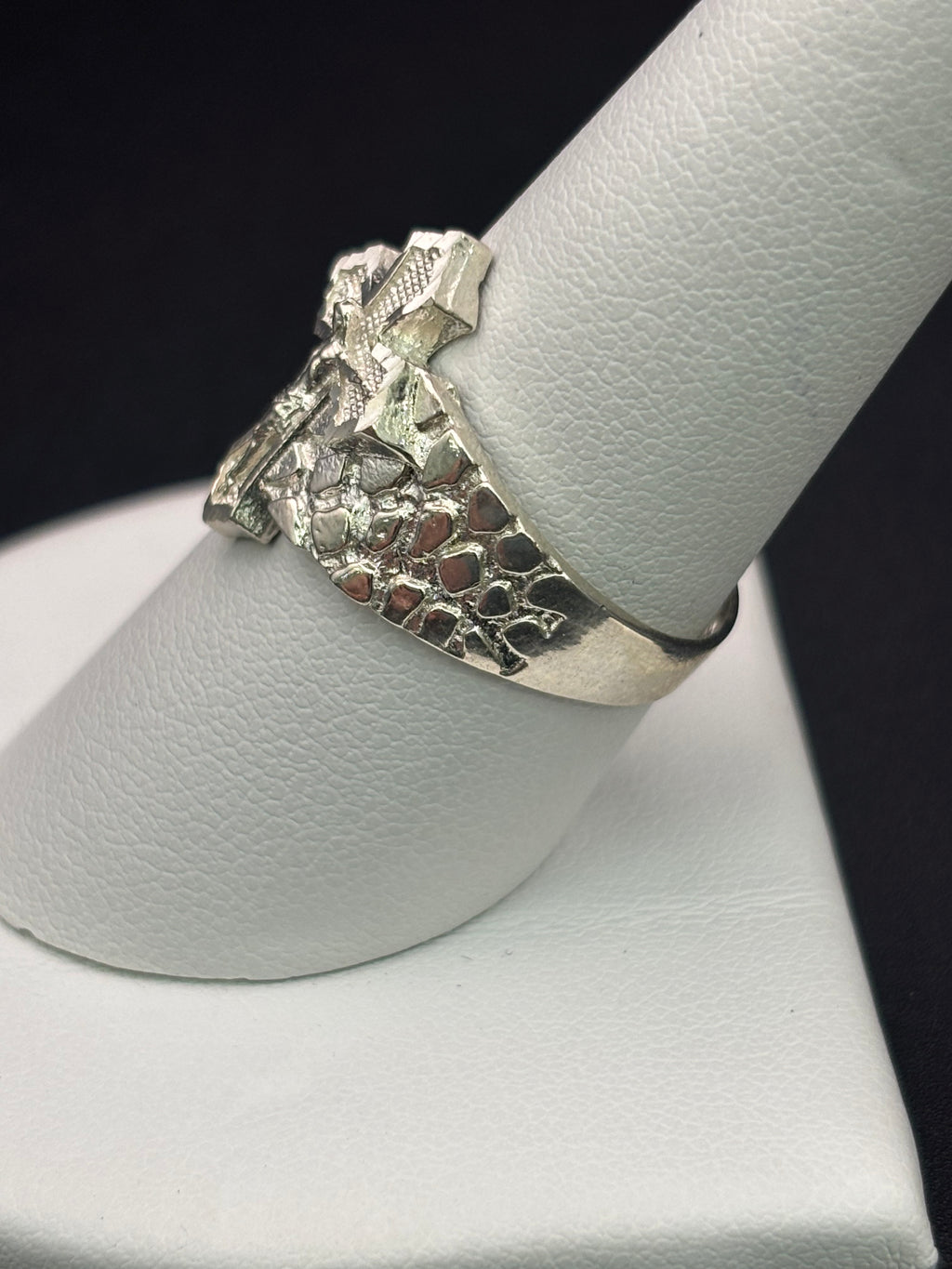 925 Silver Nugget Ring Cross