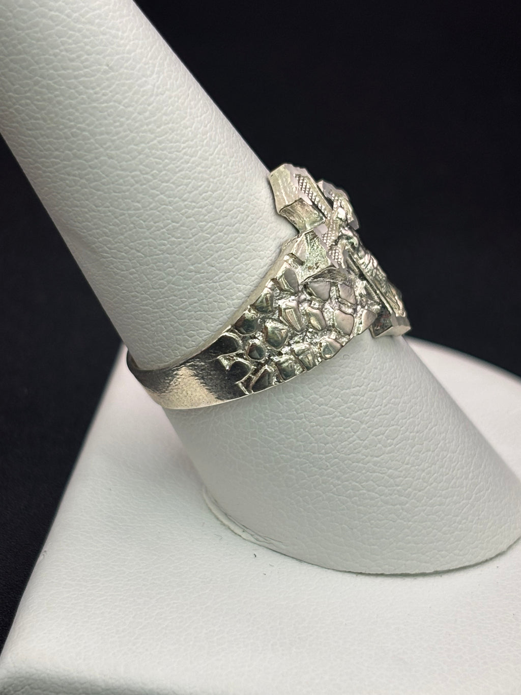925 Silver Nugget Ring Cross