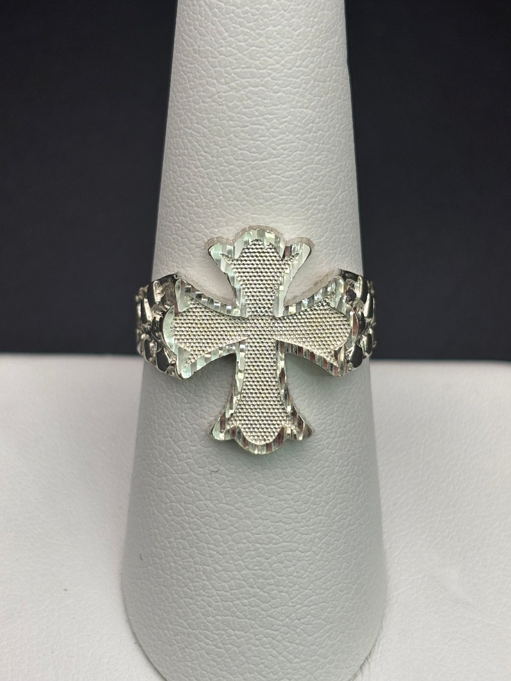 925 Silver Nugget Ring Cross