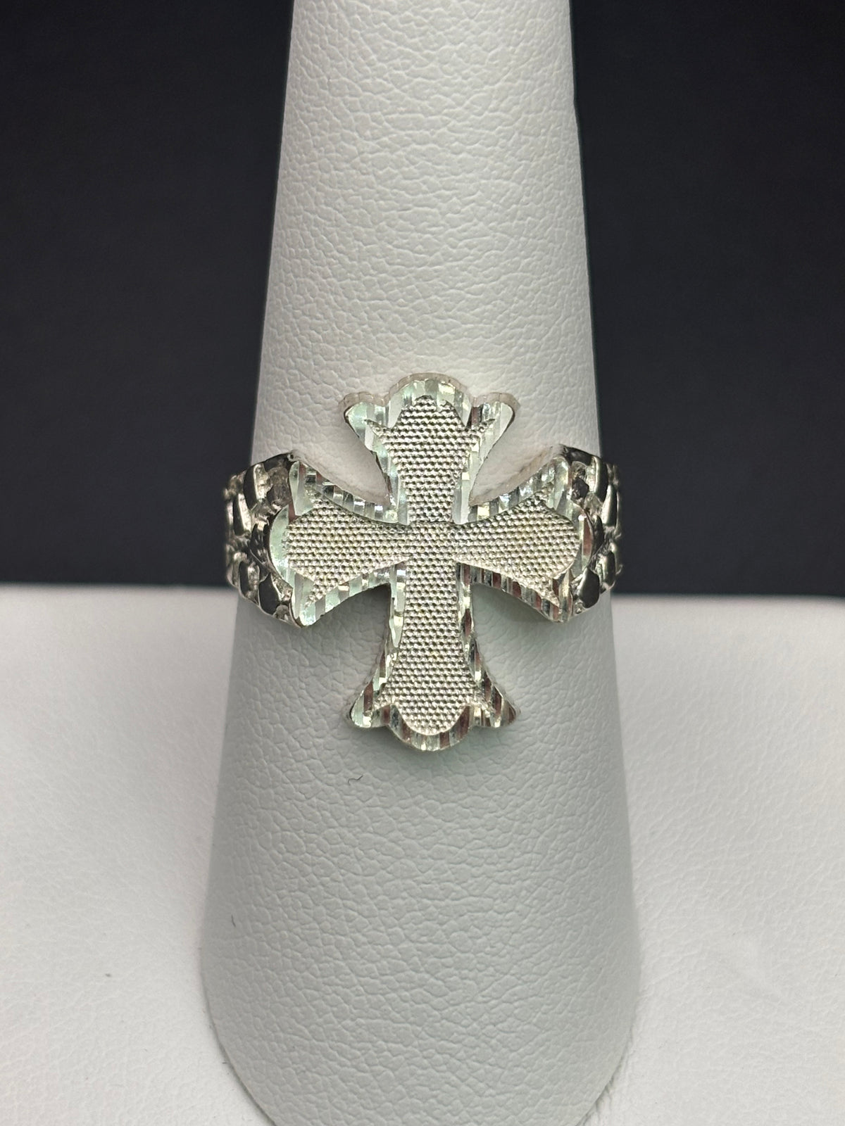 925 Silver Nugget Ring Cross