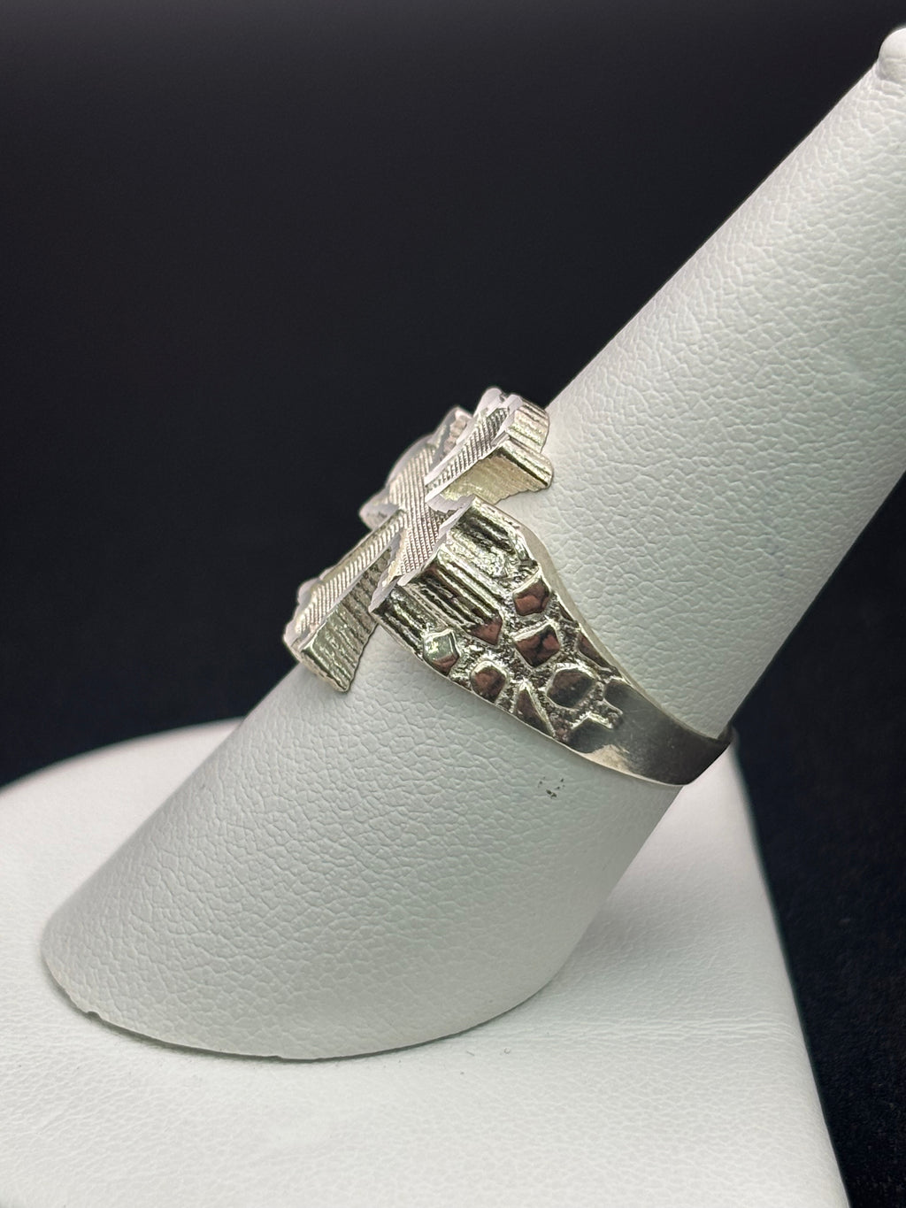 925 Silver Nugget Ring Cross