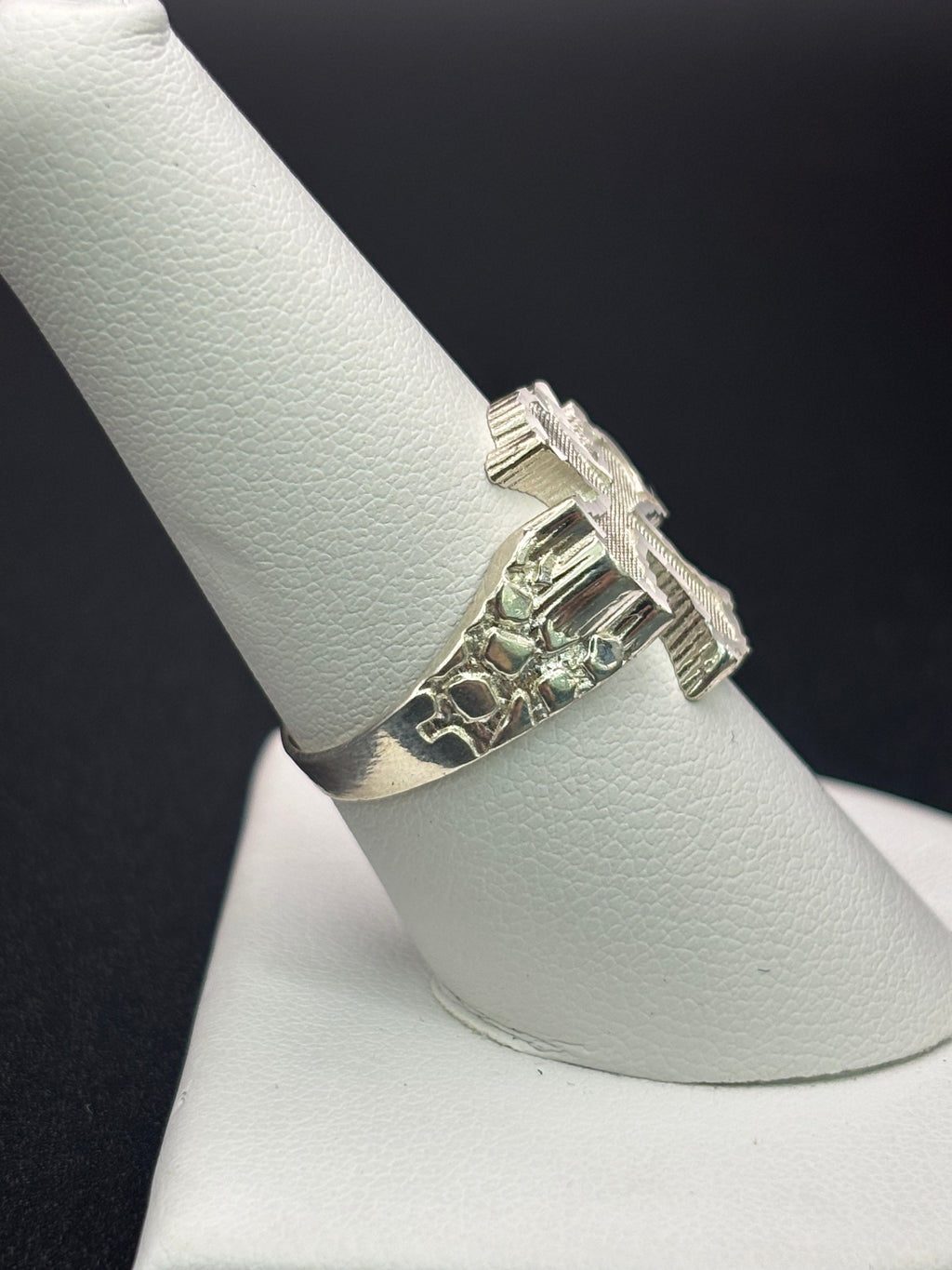 925 Silver Nugget Ring Cross