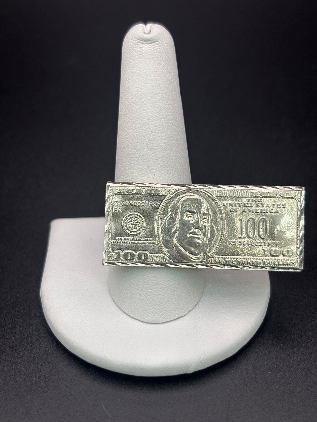 925 Silver Two Fingers Ring 100 Dollars Bill Size 11.25 and 10.75
