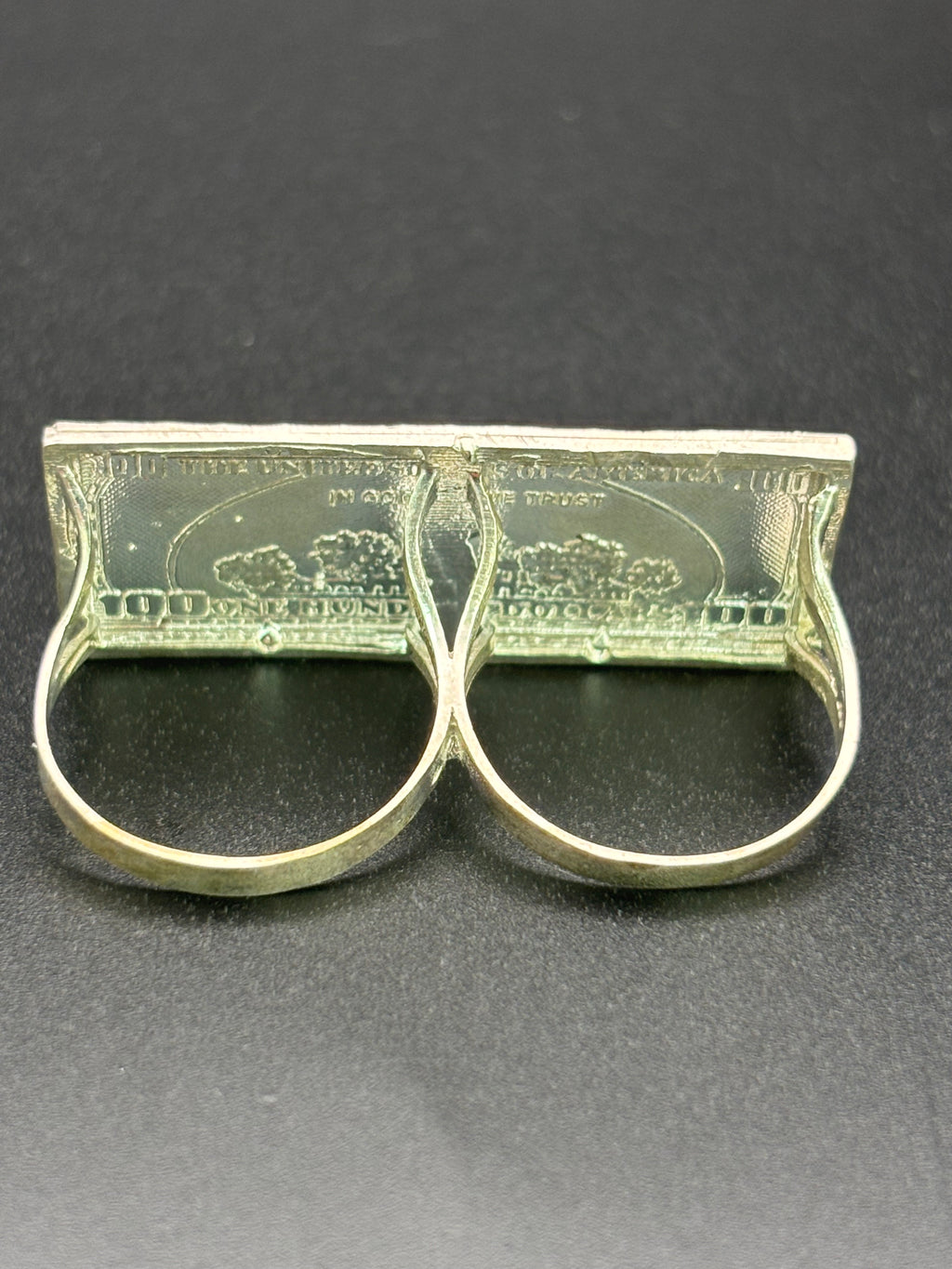 925 Silver Two Fingers Ring 100 Dollars Bill Size 11.25 and 10.75