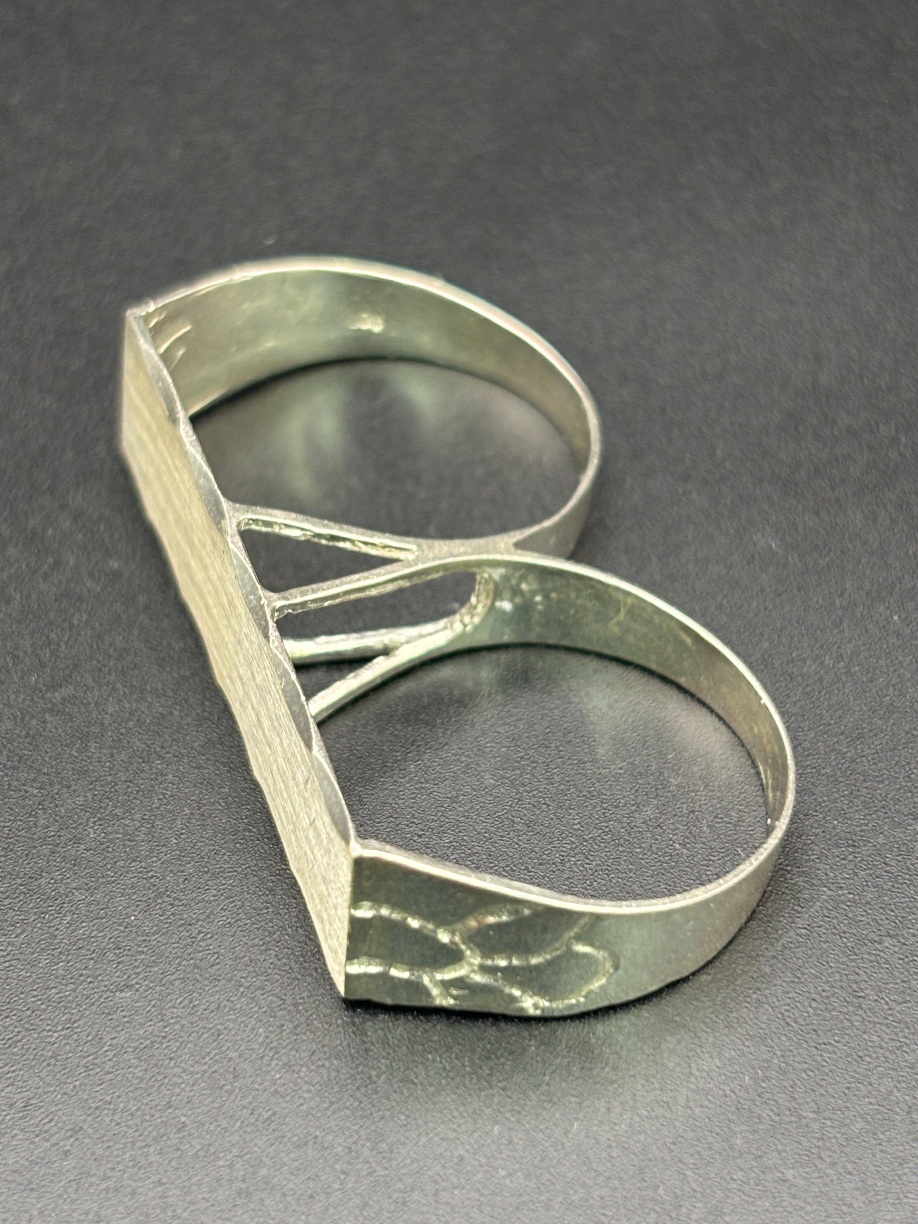 925 Silver Two Fingers Ring Plain Size 11.5 and 11.75