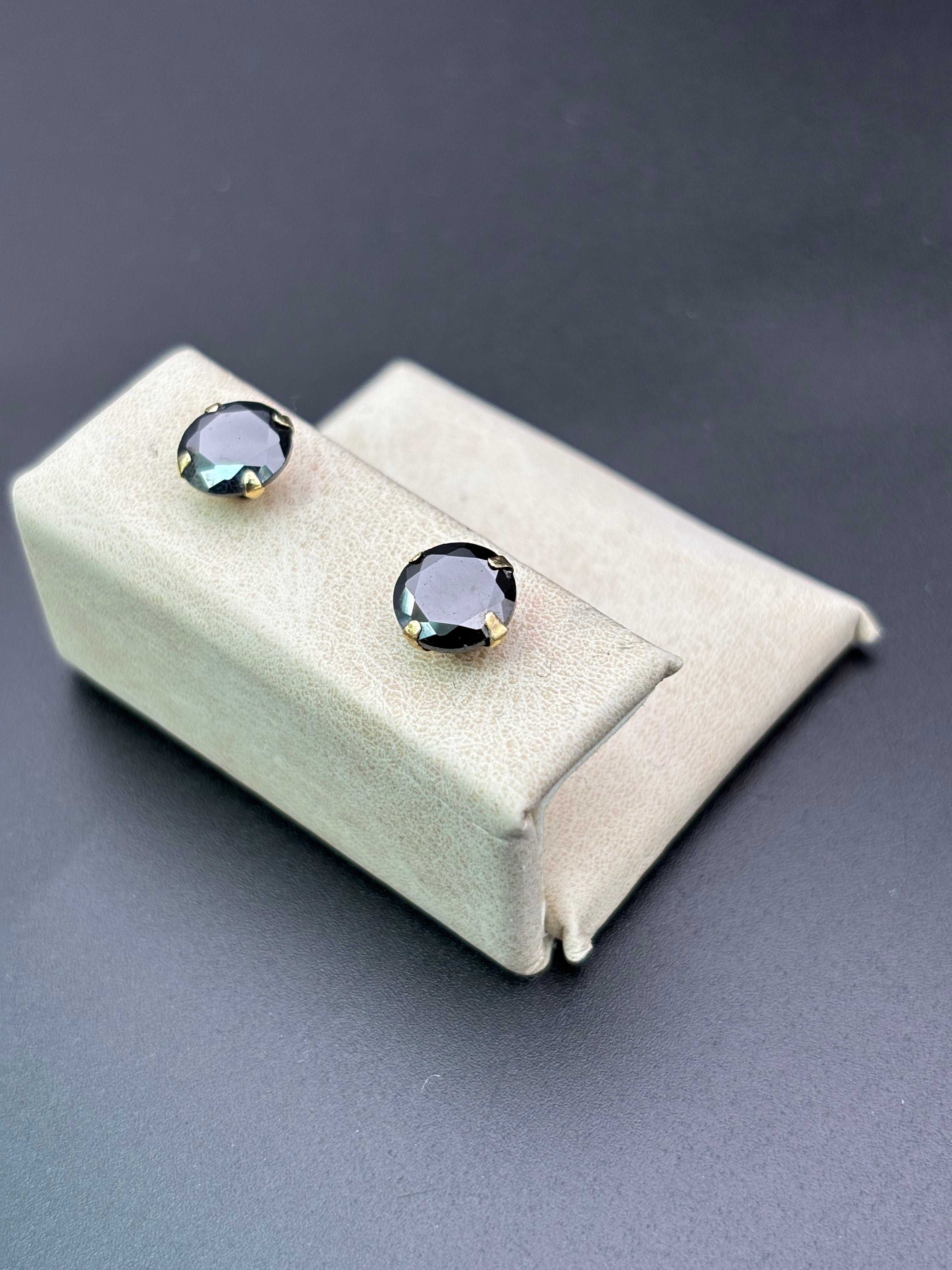 14k Solid Gold Earrings Black