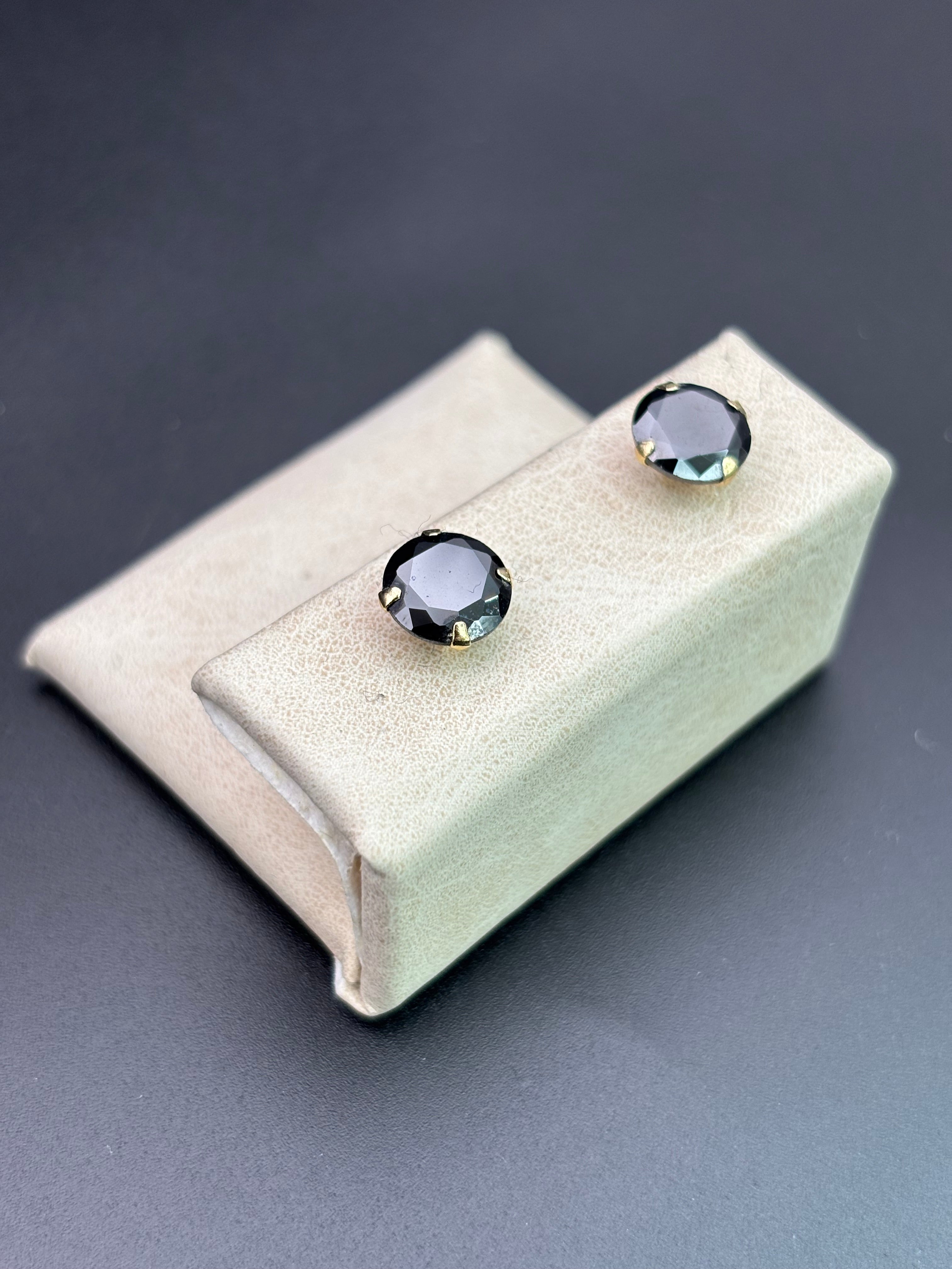 14k Solid Gold Earrings Black