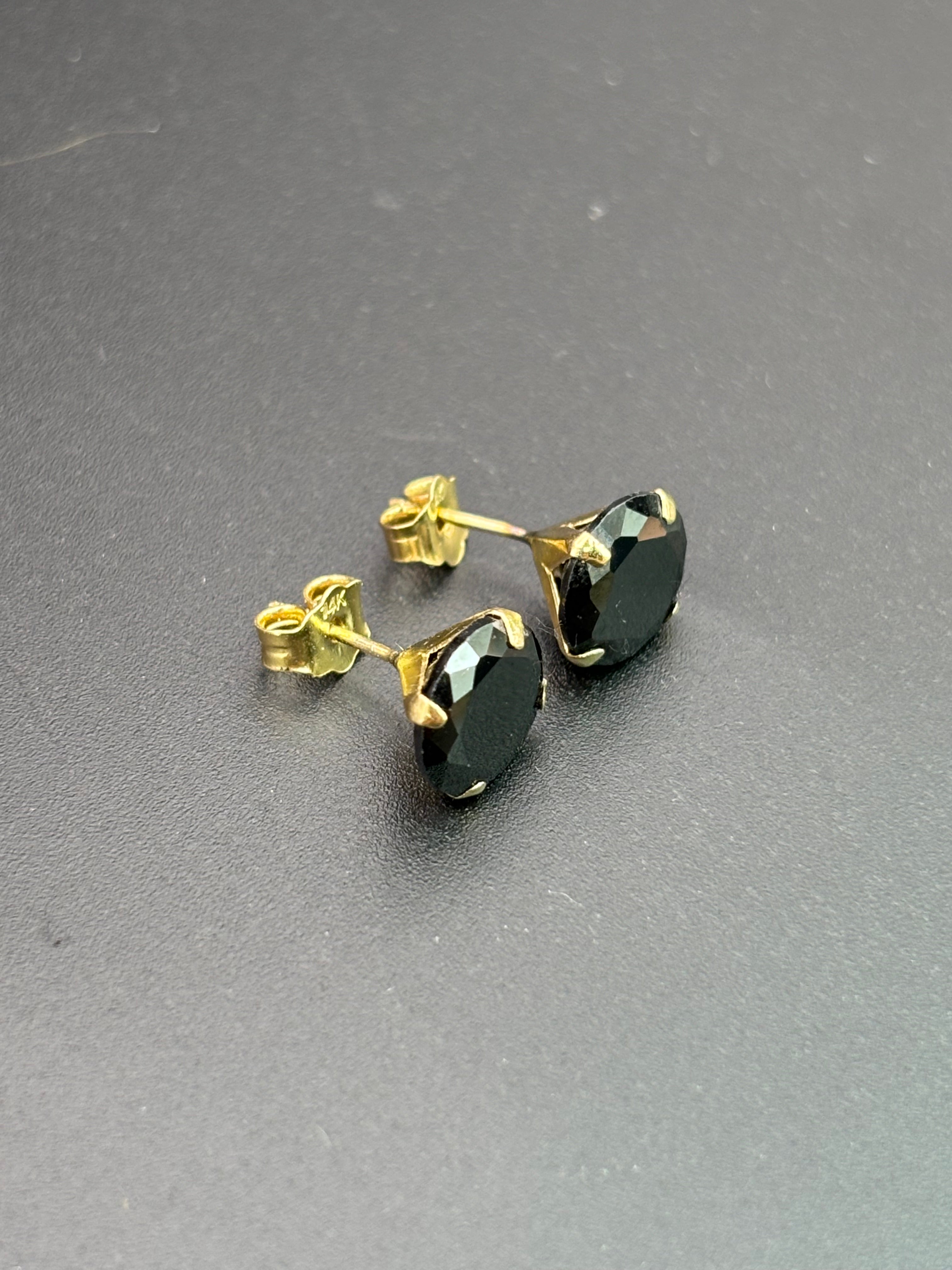 14k Solid Gold Earrings Black
