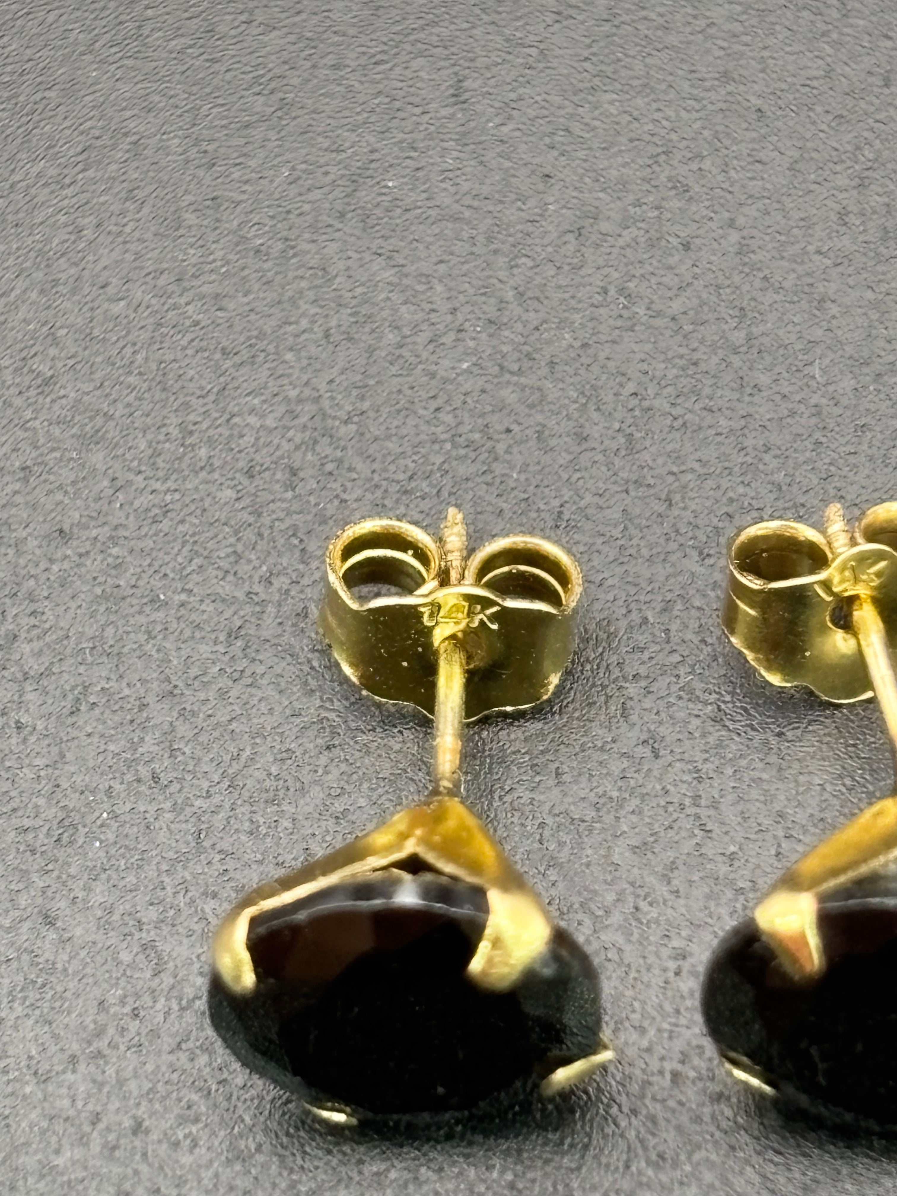 14k Solid Gold Earrings Black