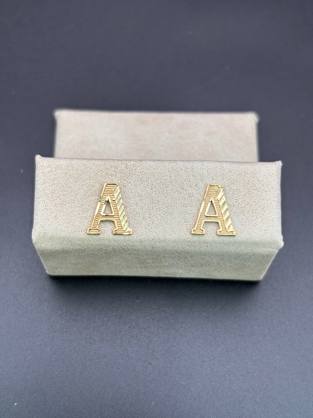14k Solid Gold Earrings Letter A