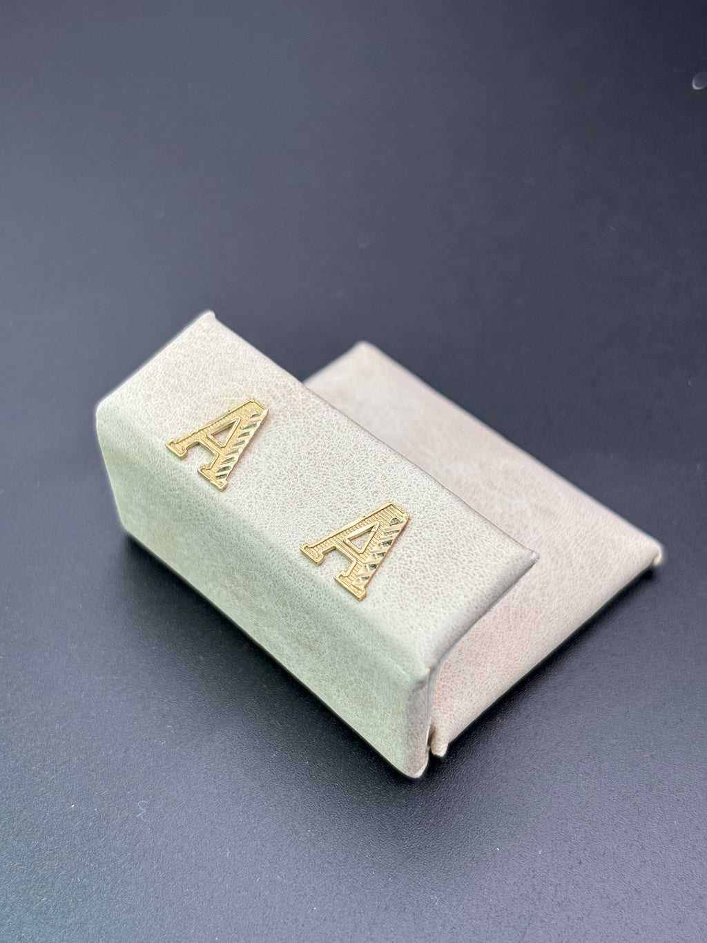 14k Solid Gold Earrings Letter A