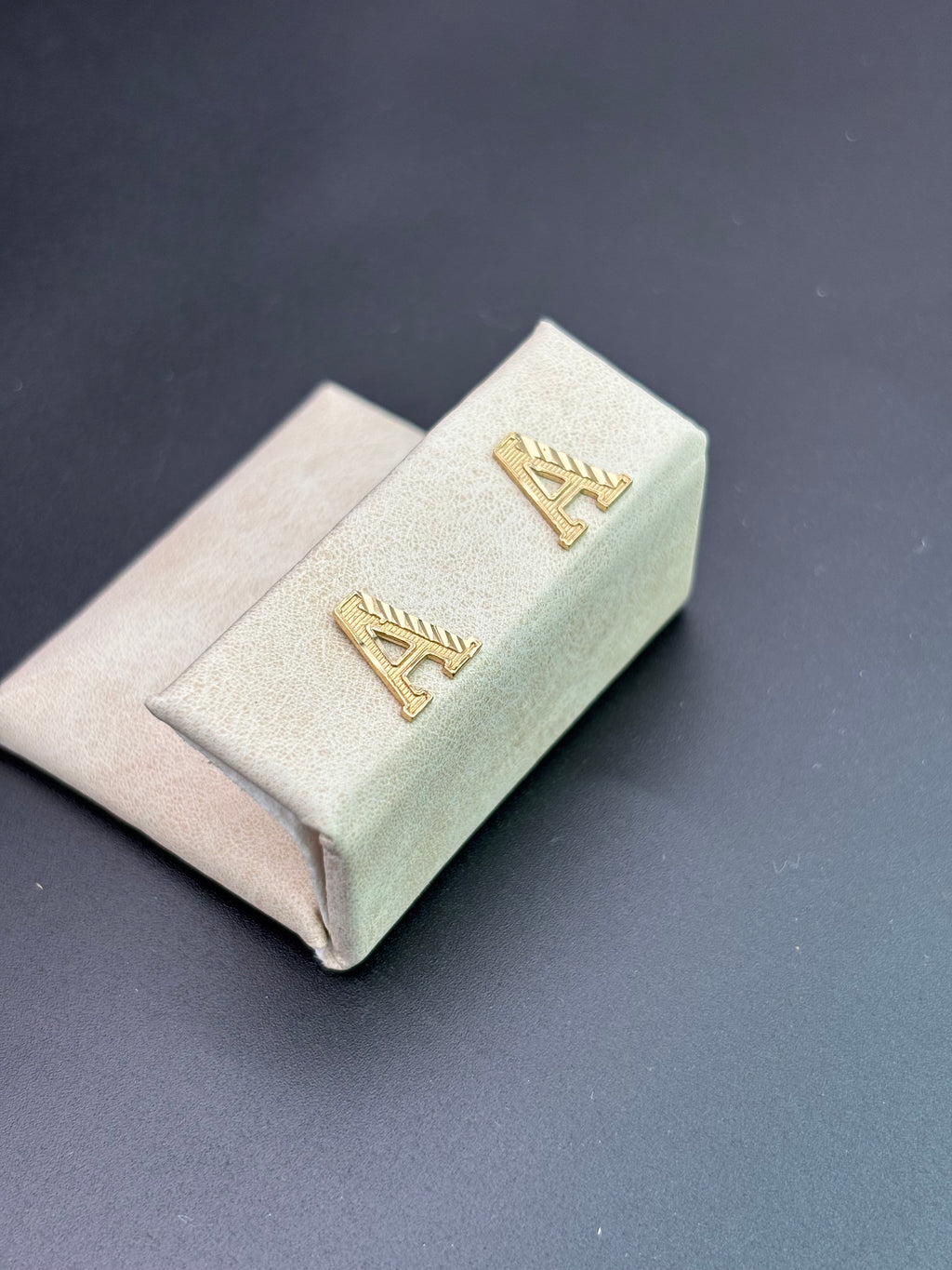 14k Solid Gold Earrings Letter A
