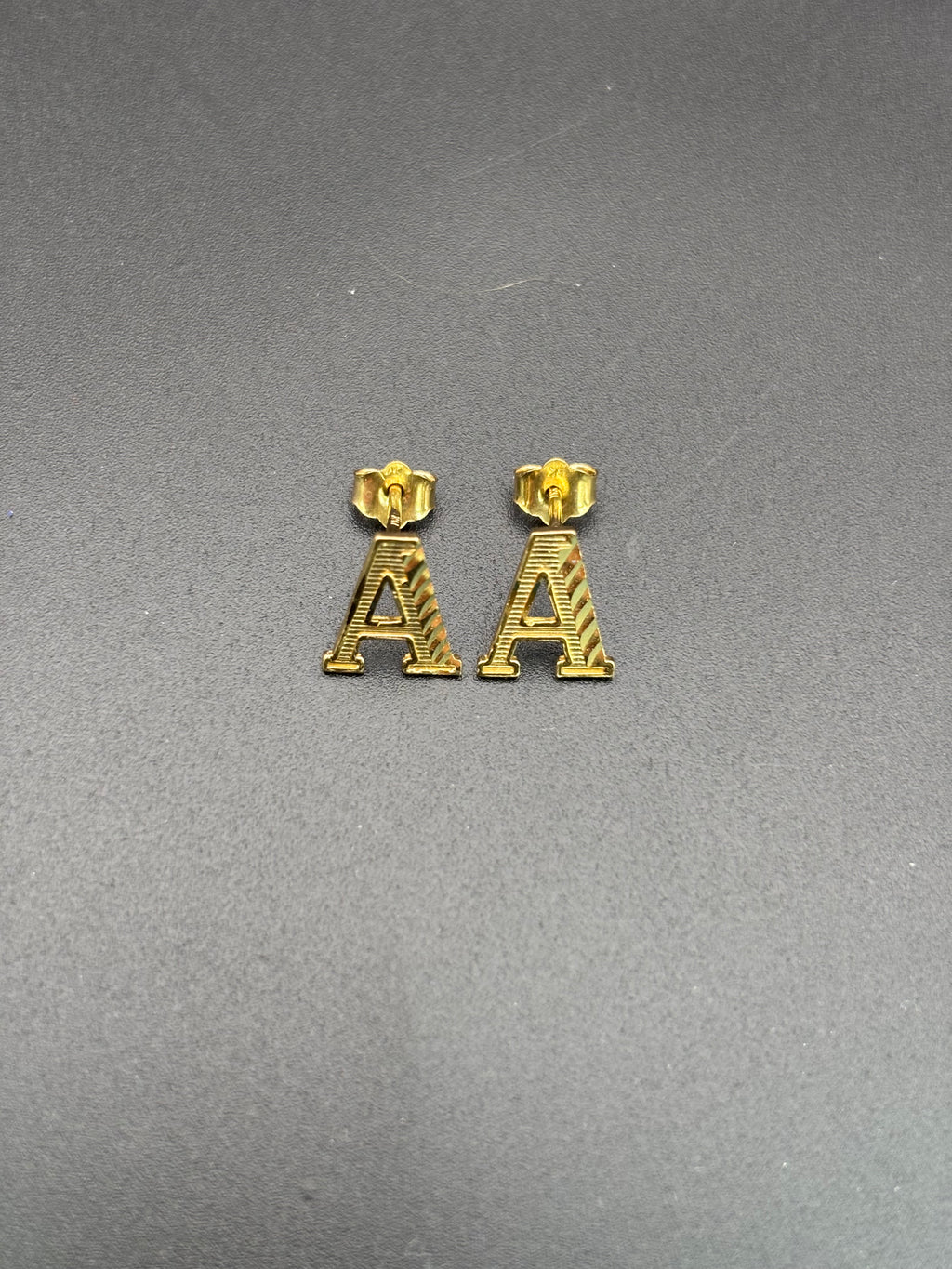 14k Solid Gold Earrings Letter A