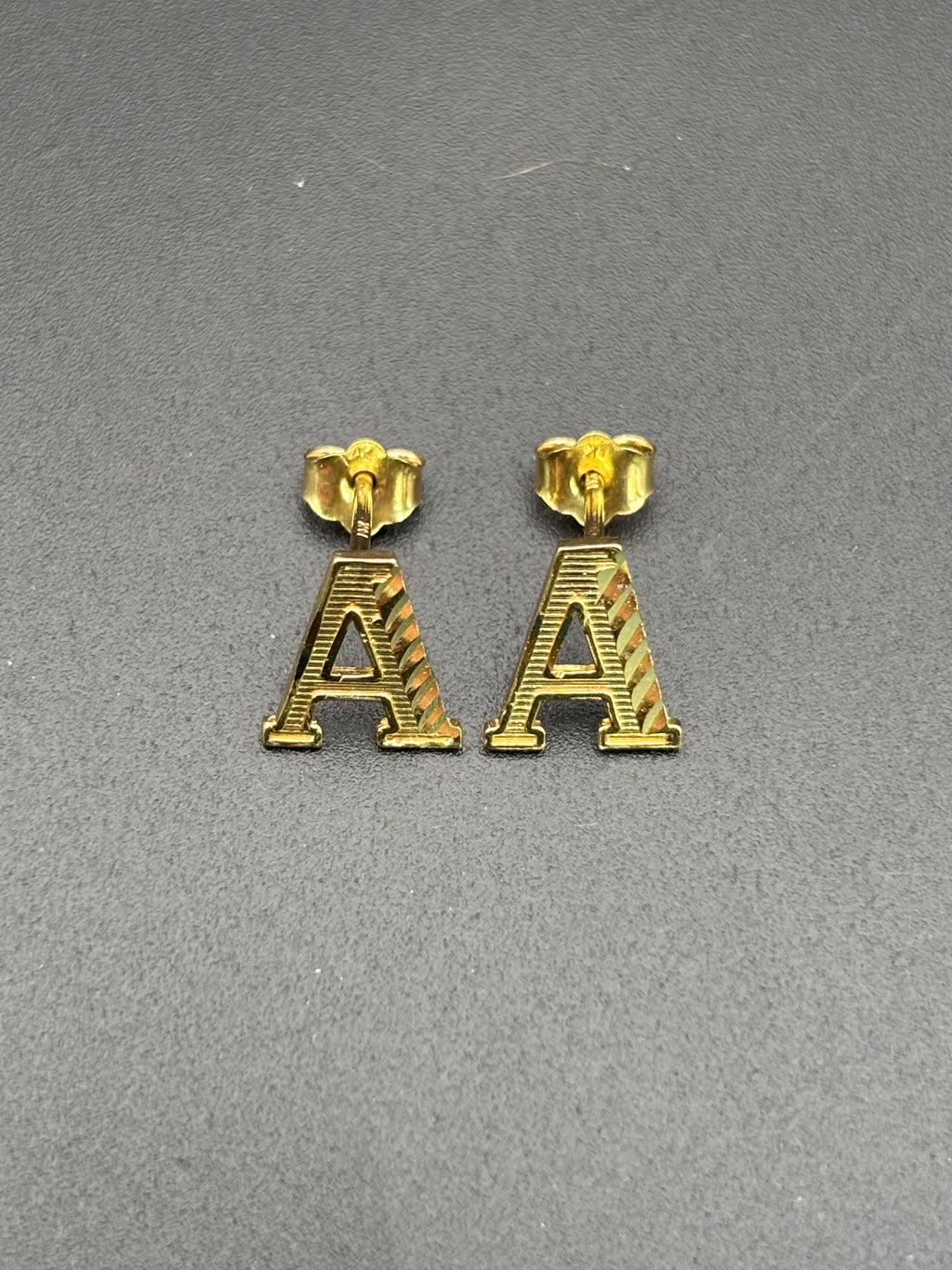 14k Solid Gold Earrings Letter A