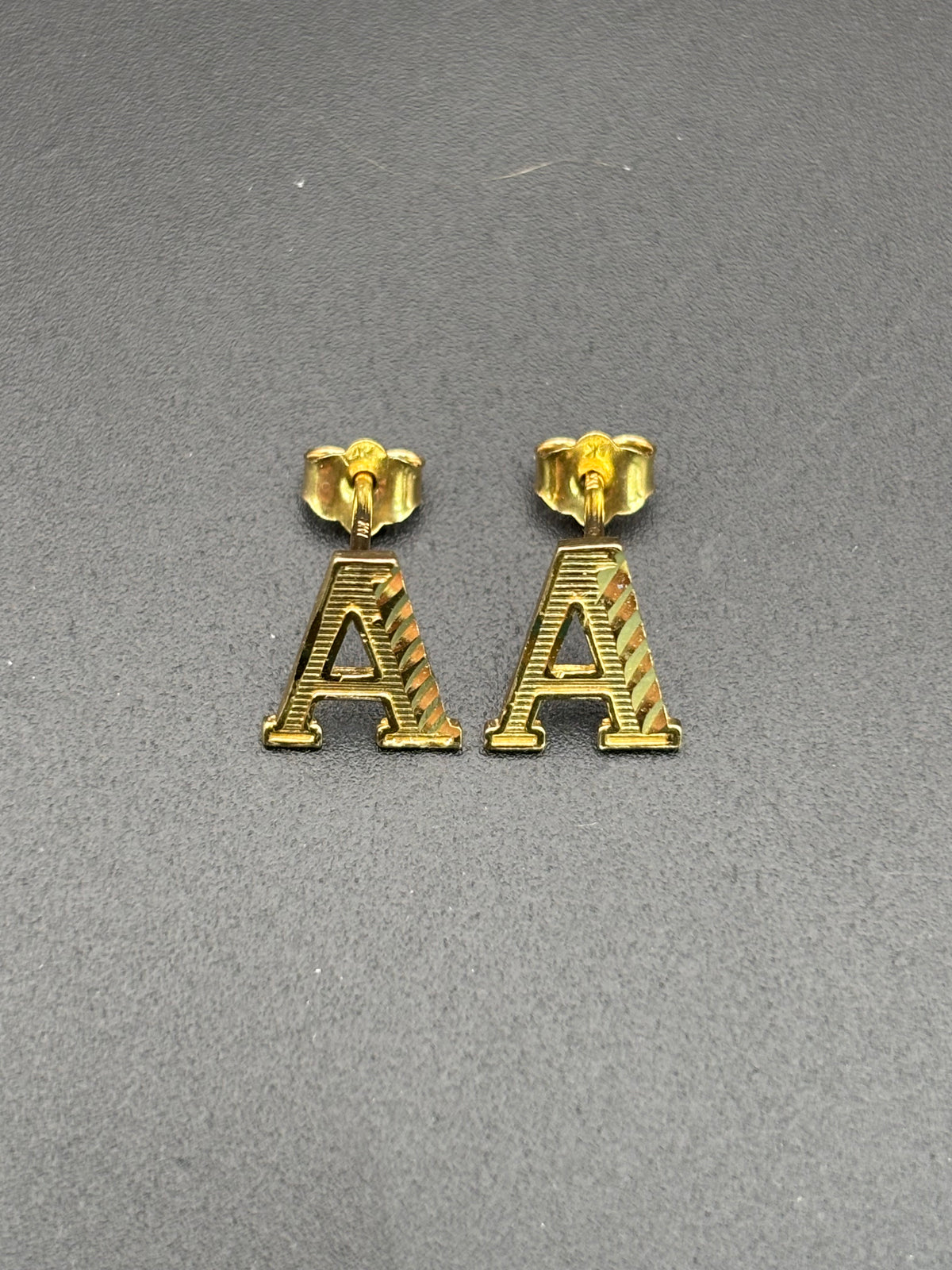 14k Solid Gold Earrings Letter A