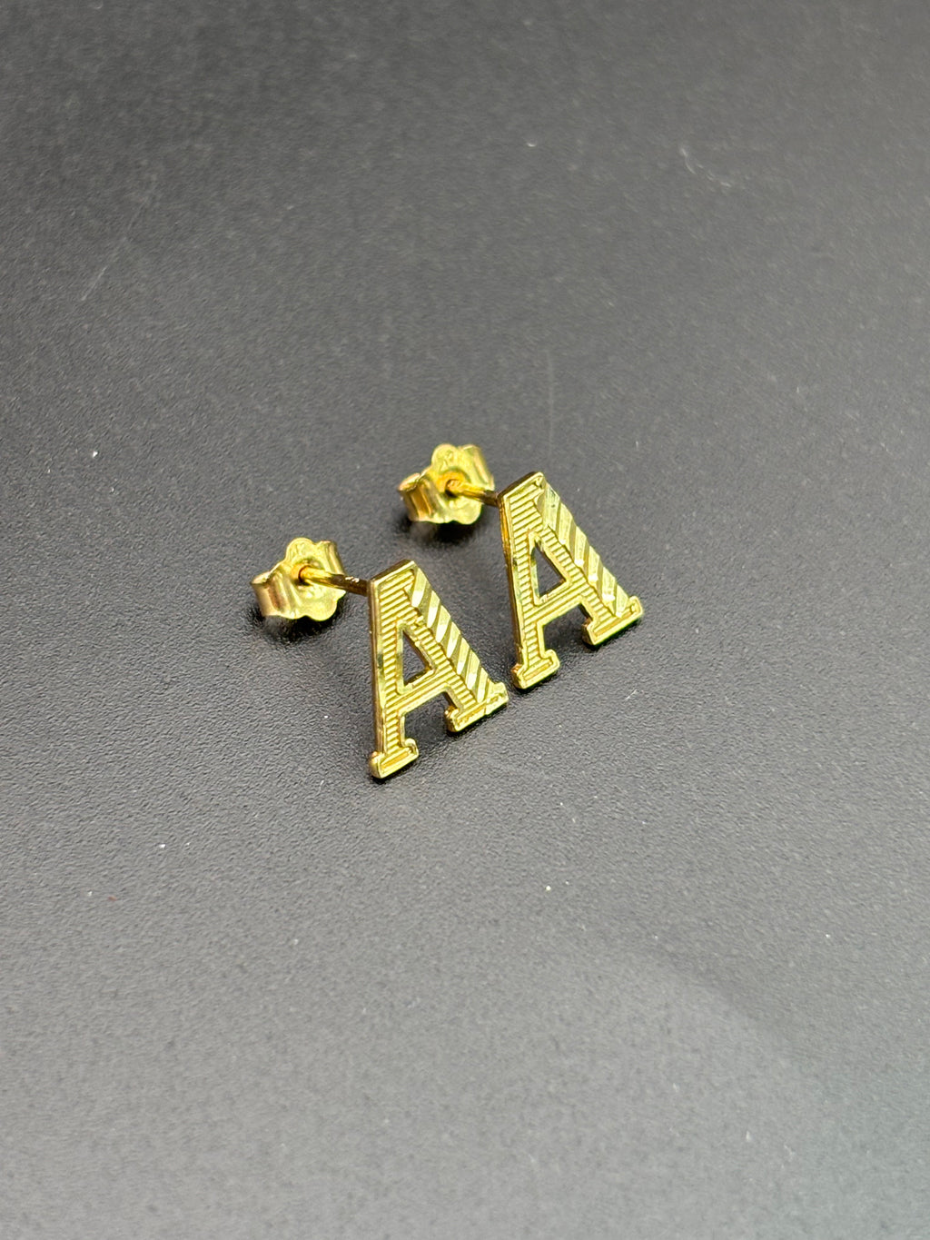 14k Solid Gold Earrings Letter A